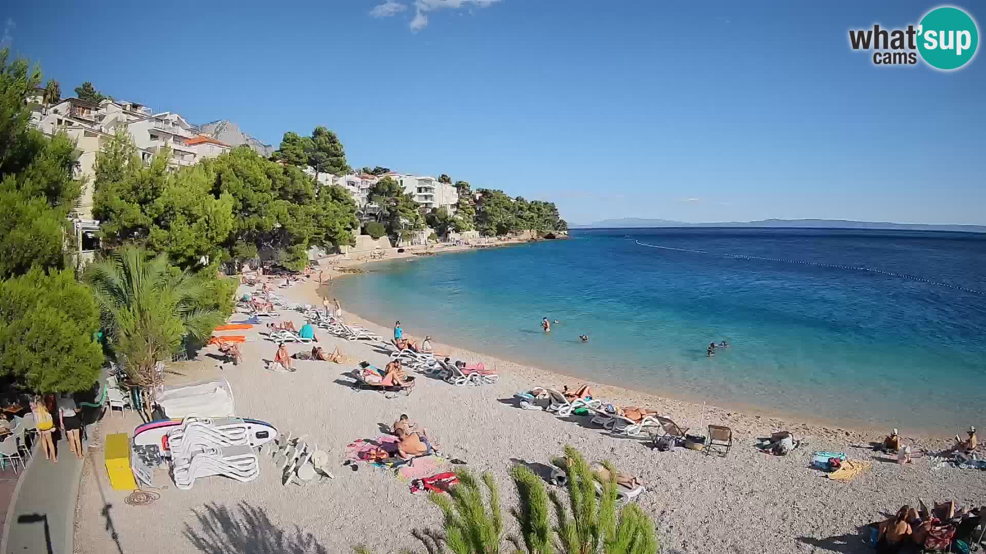 Spletna kamera Plaža Lučica Brela – Pogled v živo na Jadransko obalo