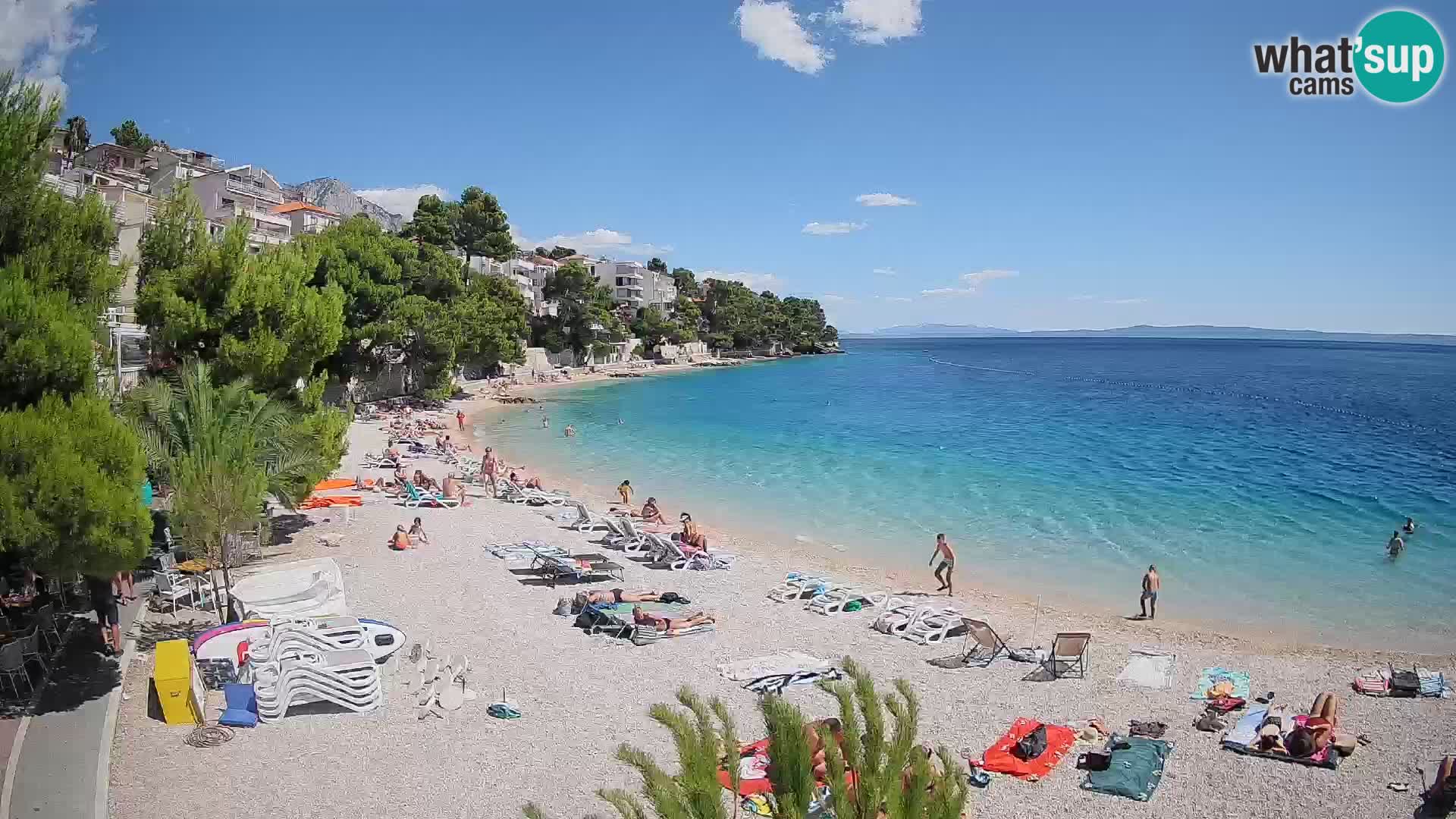 Webcam Lučica Strand Beach Brela – Liveblick von der Adriaküste