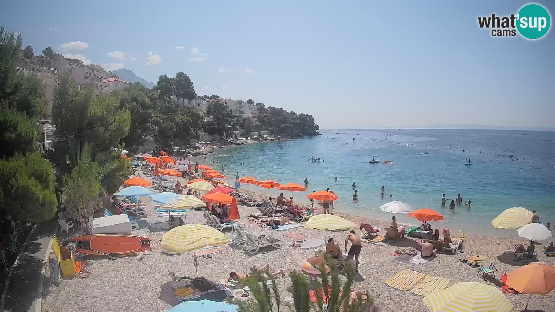 Webcam Lučica Strand Beach Brela – Liveblick von der Adriaküste