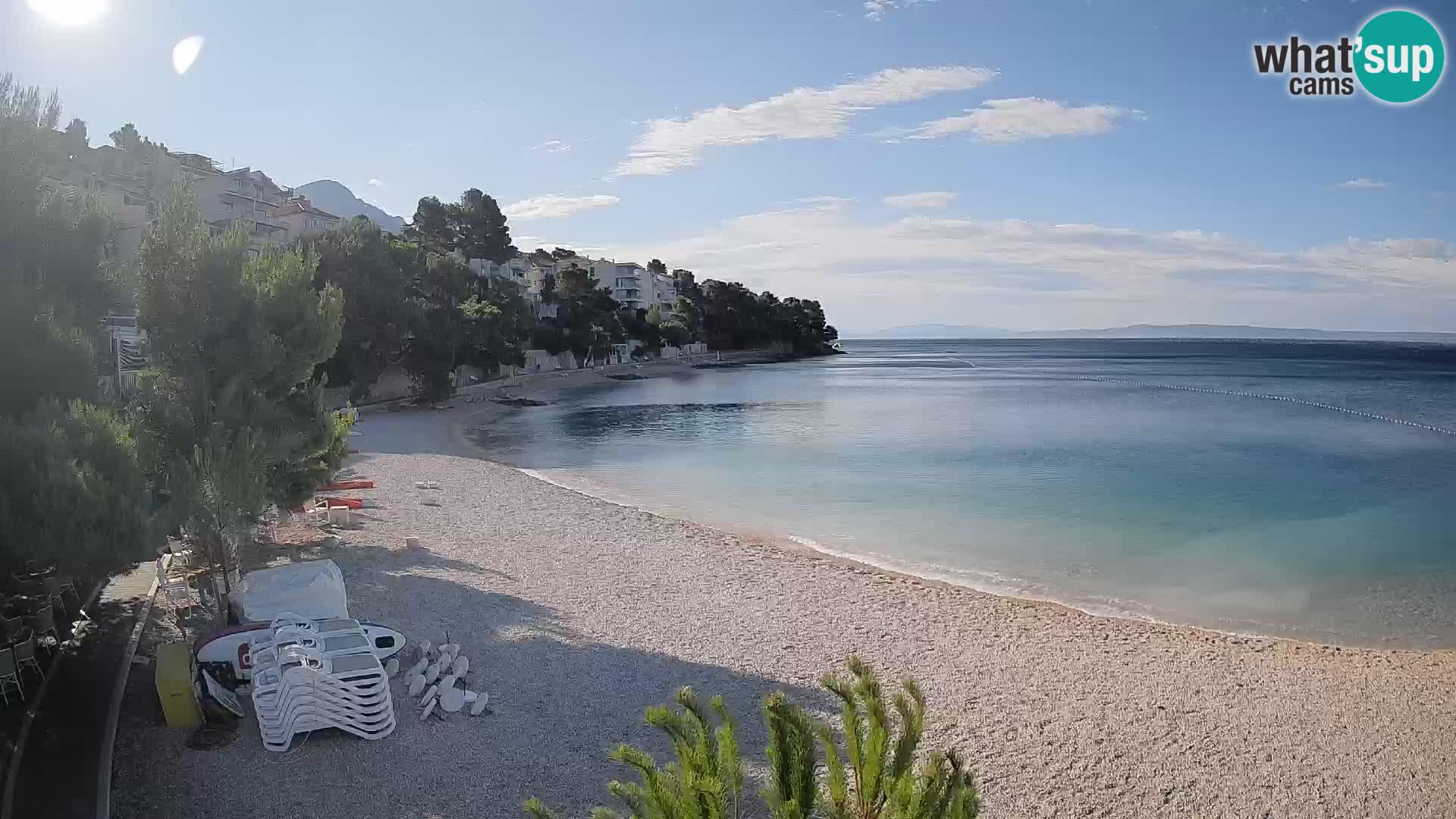 Webcam Lučica Strand Beach Brela – Liveblick von der Adriaküste