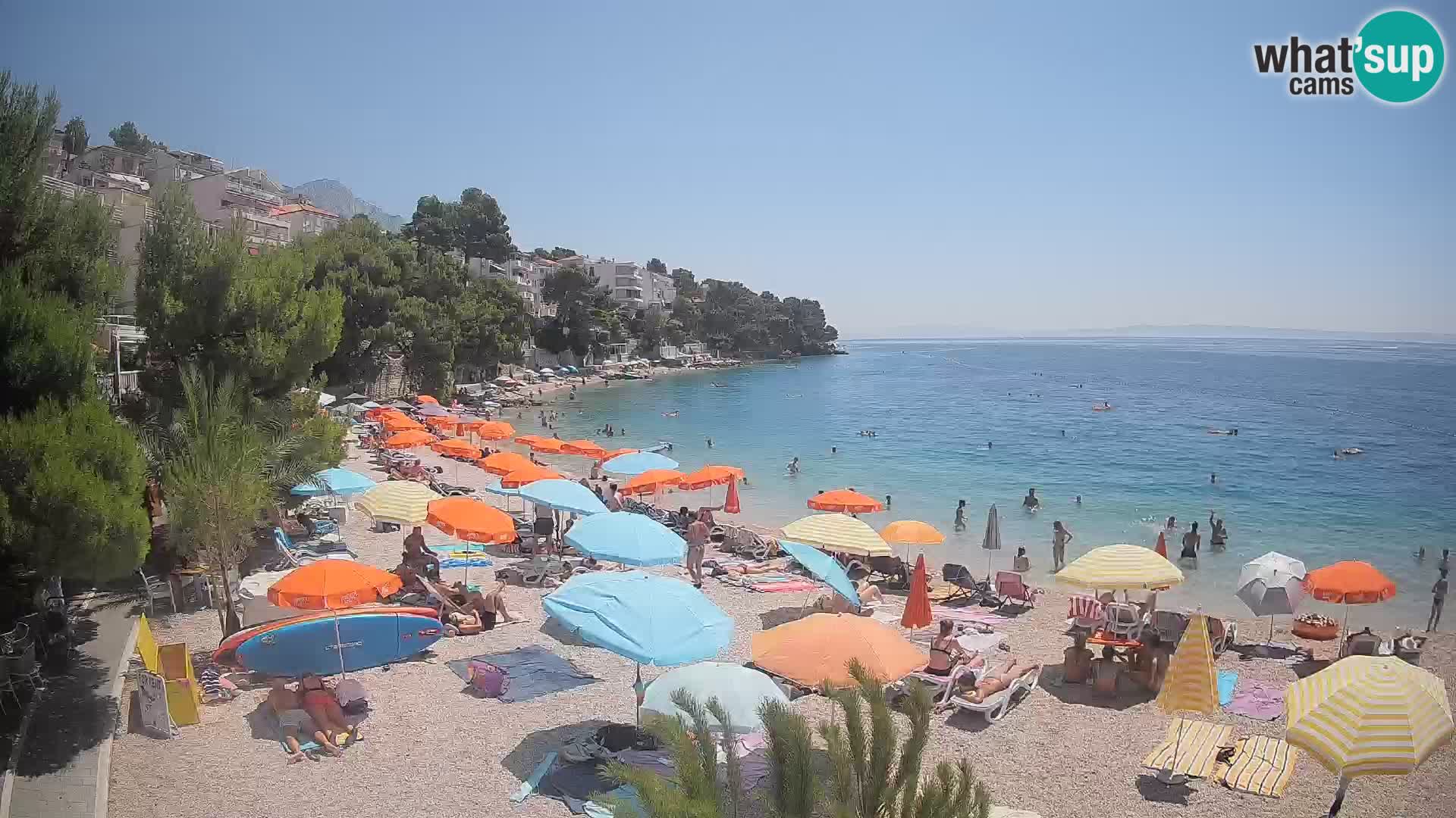Webcam Lučica Strand Beach Brela – Liveblick von der Adriaküste