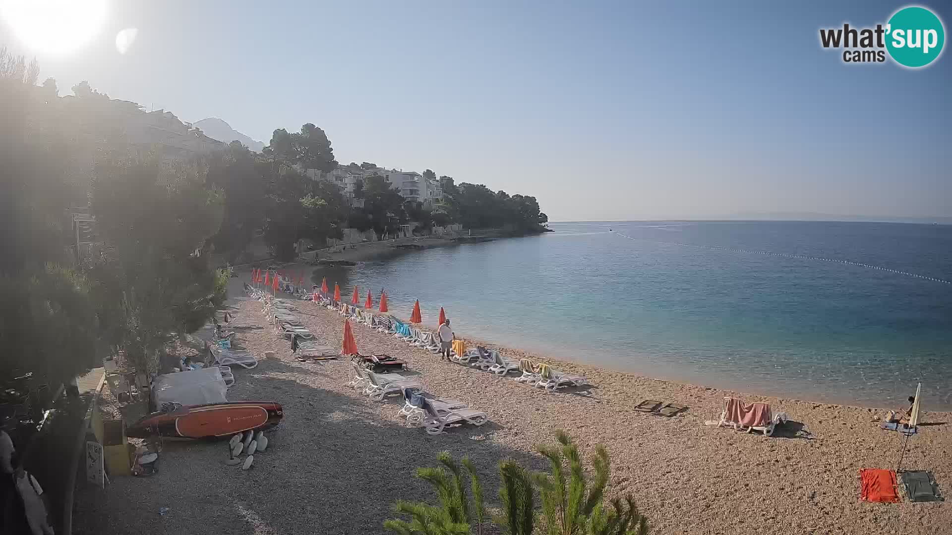 Webcam Lučica Strand Beach Brela – Liveblick von der Adriaküste