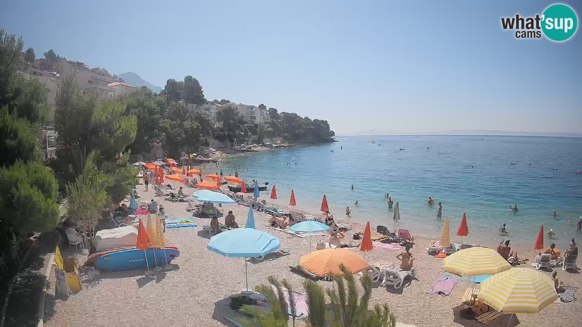 Web kamera Plaža Lučica Brela – Pogled uživo na jadransku obalu