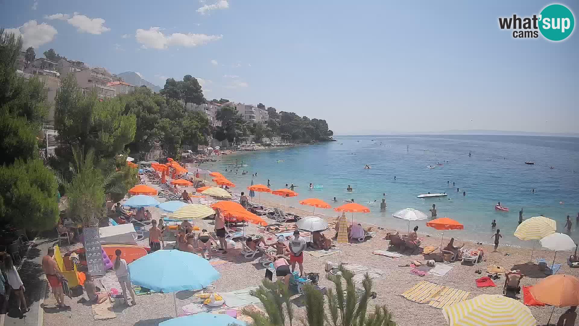 Web kamera Plaža Lučica Brela – Pogled uživo na jadransku obalu