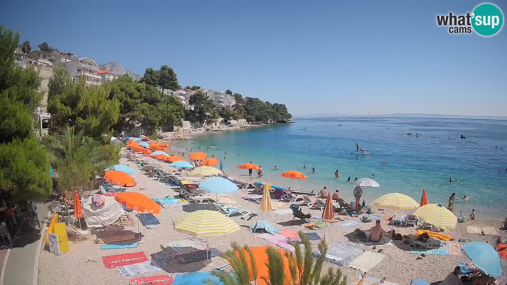 Web kamera Plaža Lučica Brela – Pogled uživo na jadransku obalu