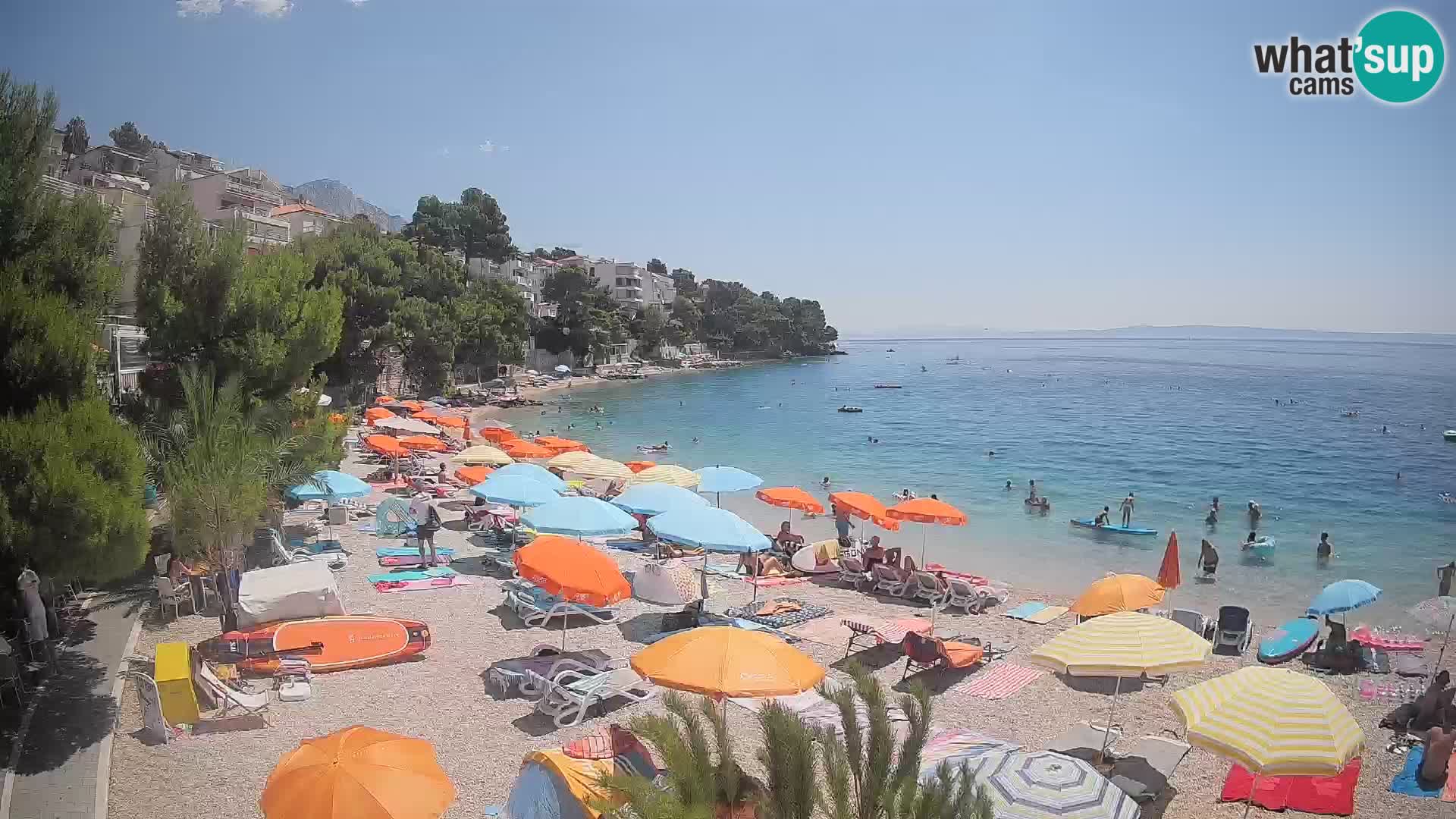 Webcam Lučica Strand Beach Brela – Liveblick von der Adriaküste