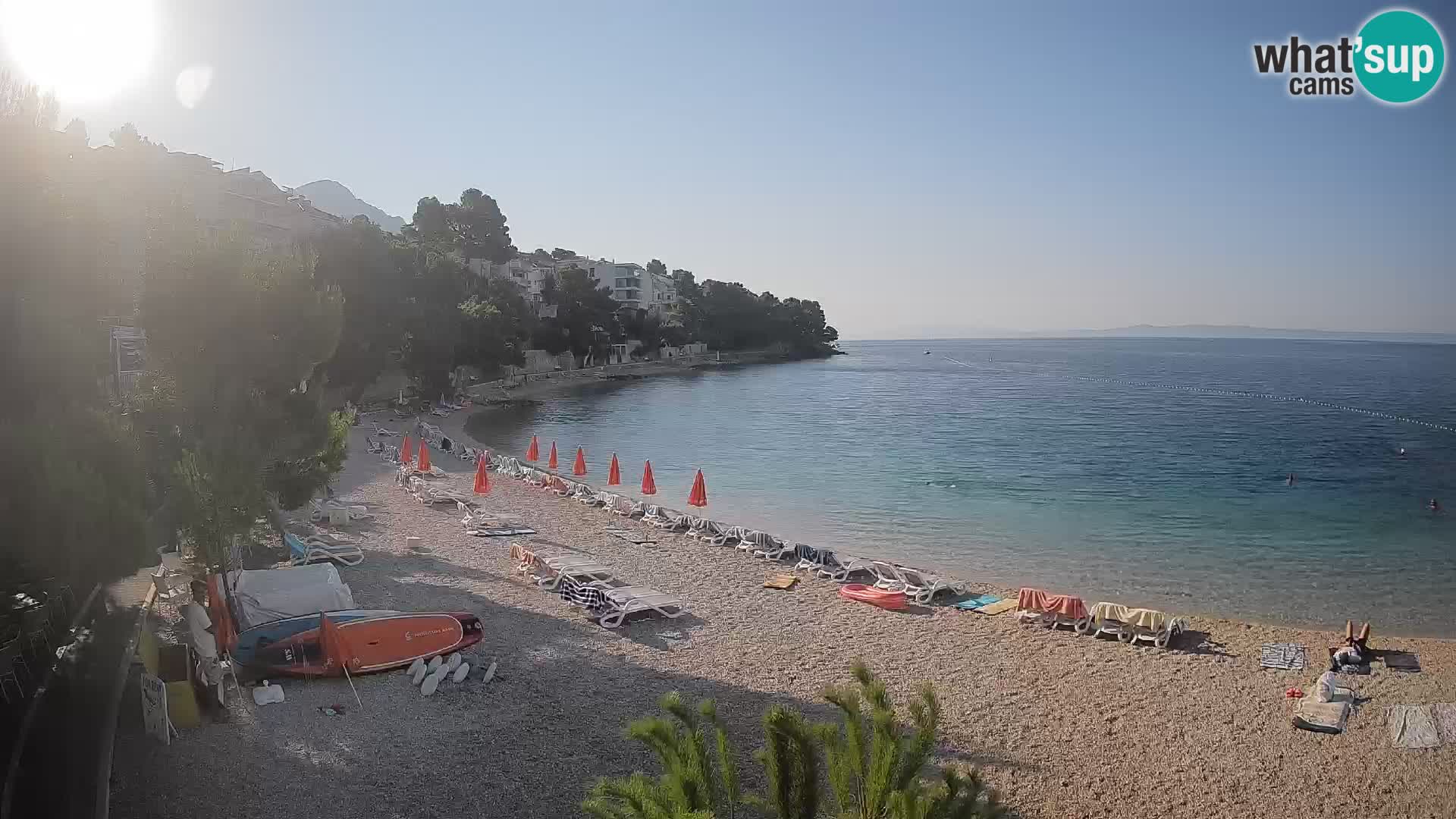 Web kamera Plaža Lučica Brela – Pogled uživo na jadransku obalu