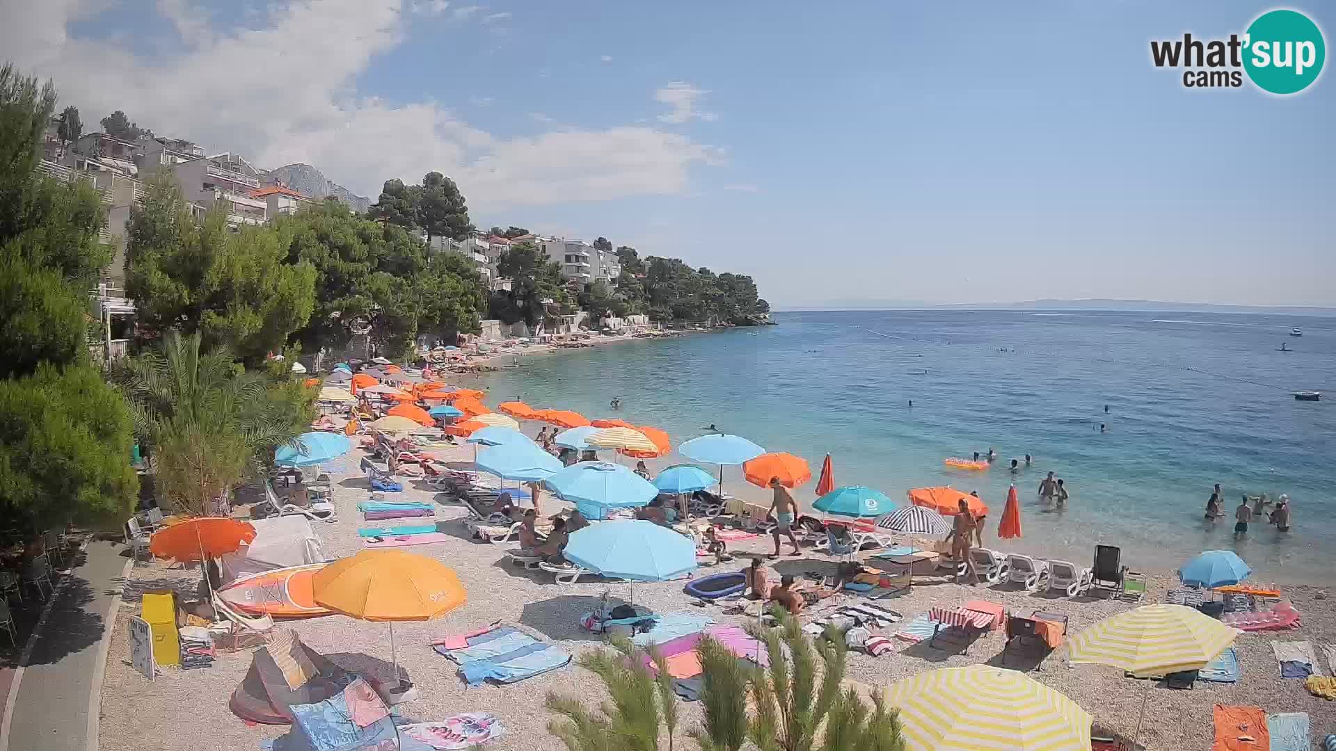Web kamera Plaža Lučica Brela – Pogled uživo na jadransku obalu