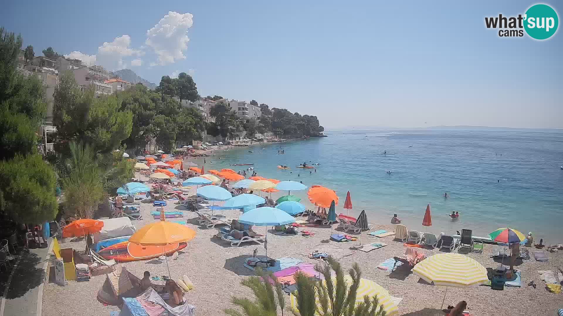 Web kamera Plaža Lučica Brela – Pogled uživo na jadransku obalu