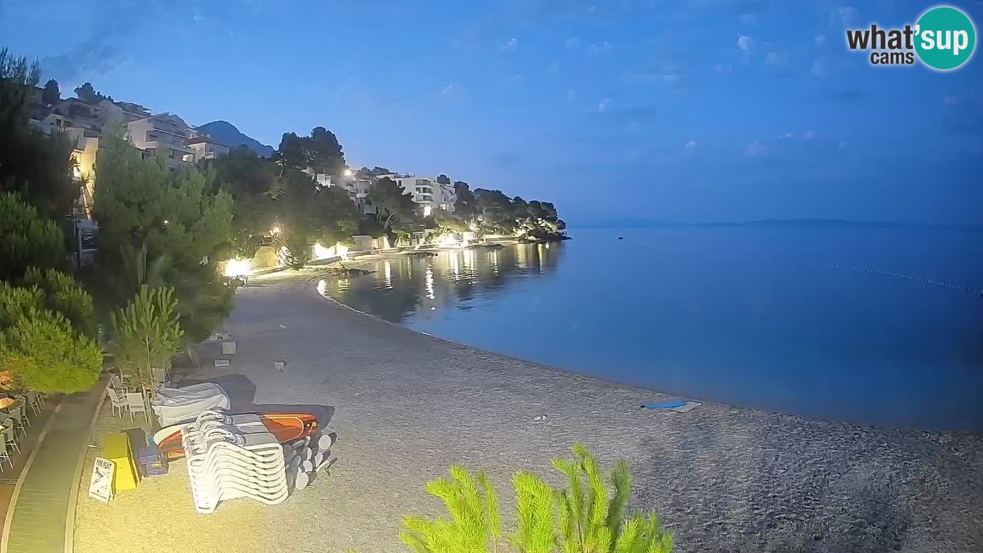 Webcam Lučica Strand Beach Brela – Liveblick von der Adriaküste