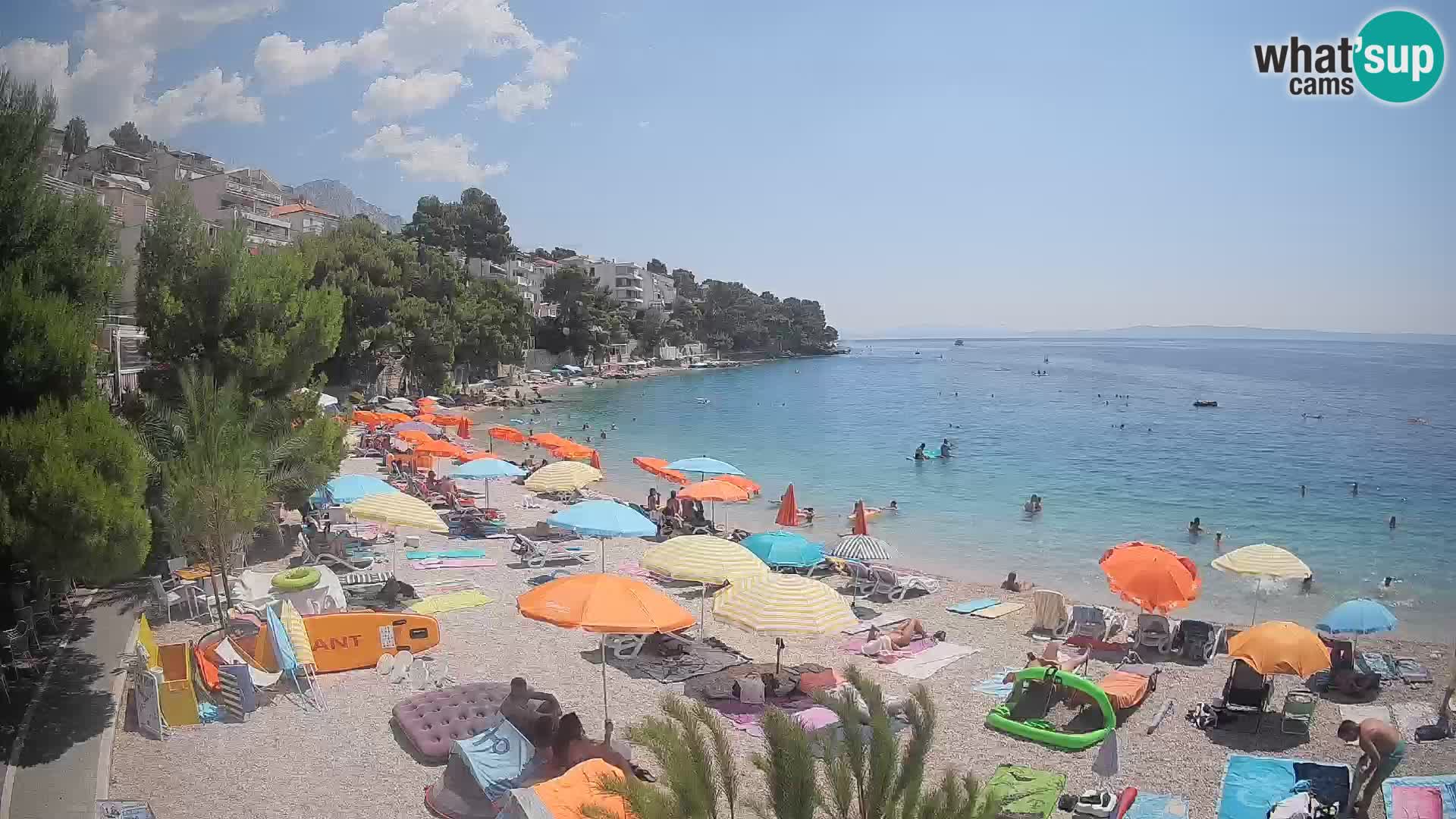Spletna kamera Plaža Lučica Brela – Pogled v živo na Jadransko obalo