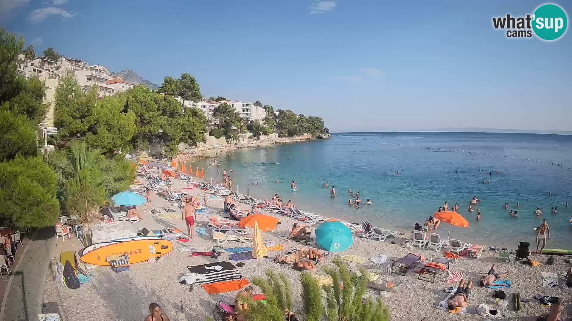 Spletna kamera Plaža Lučica Brela – Pogled v živo na Jadransko obalo