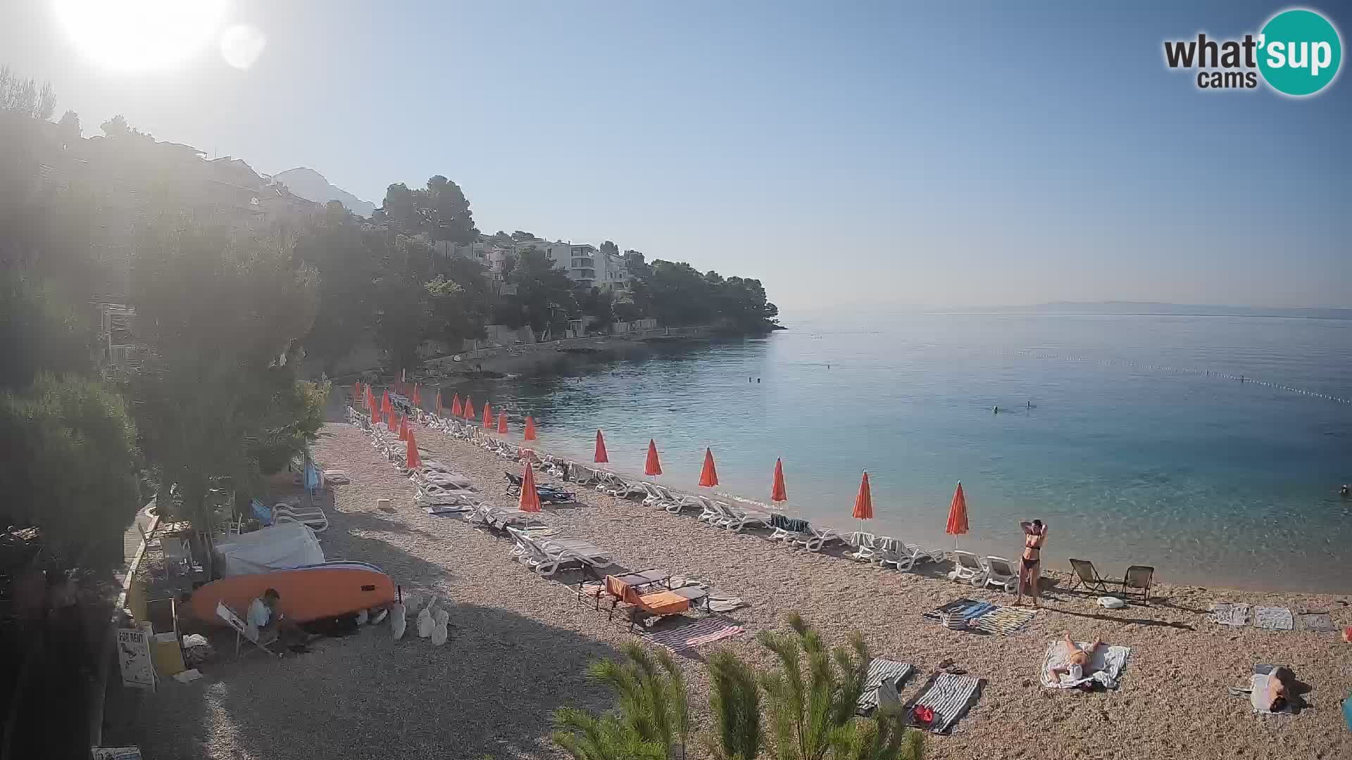 Webcam Lučica Strand Beach Brela – Liveblick von der Adriaküste