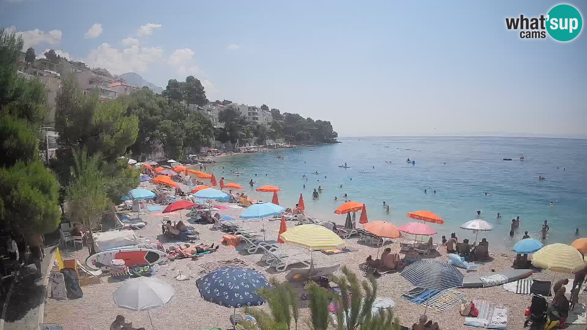 Web kamera Plaža Lučica Brela – Pogled uživo na jadransku obalu