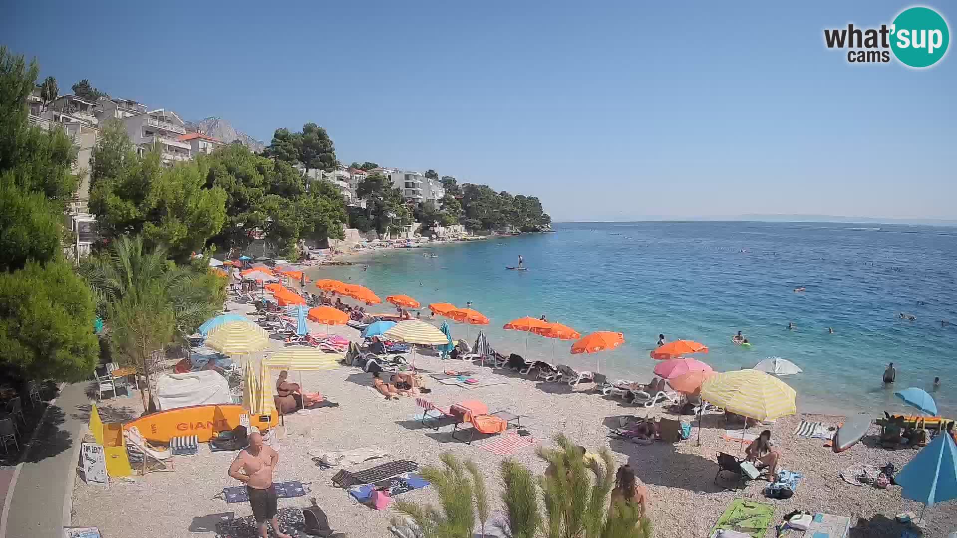 Spletna kamera Plaža Lučica Brela – Pogled v živo na Jadransko obalo