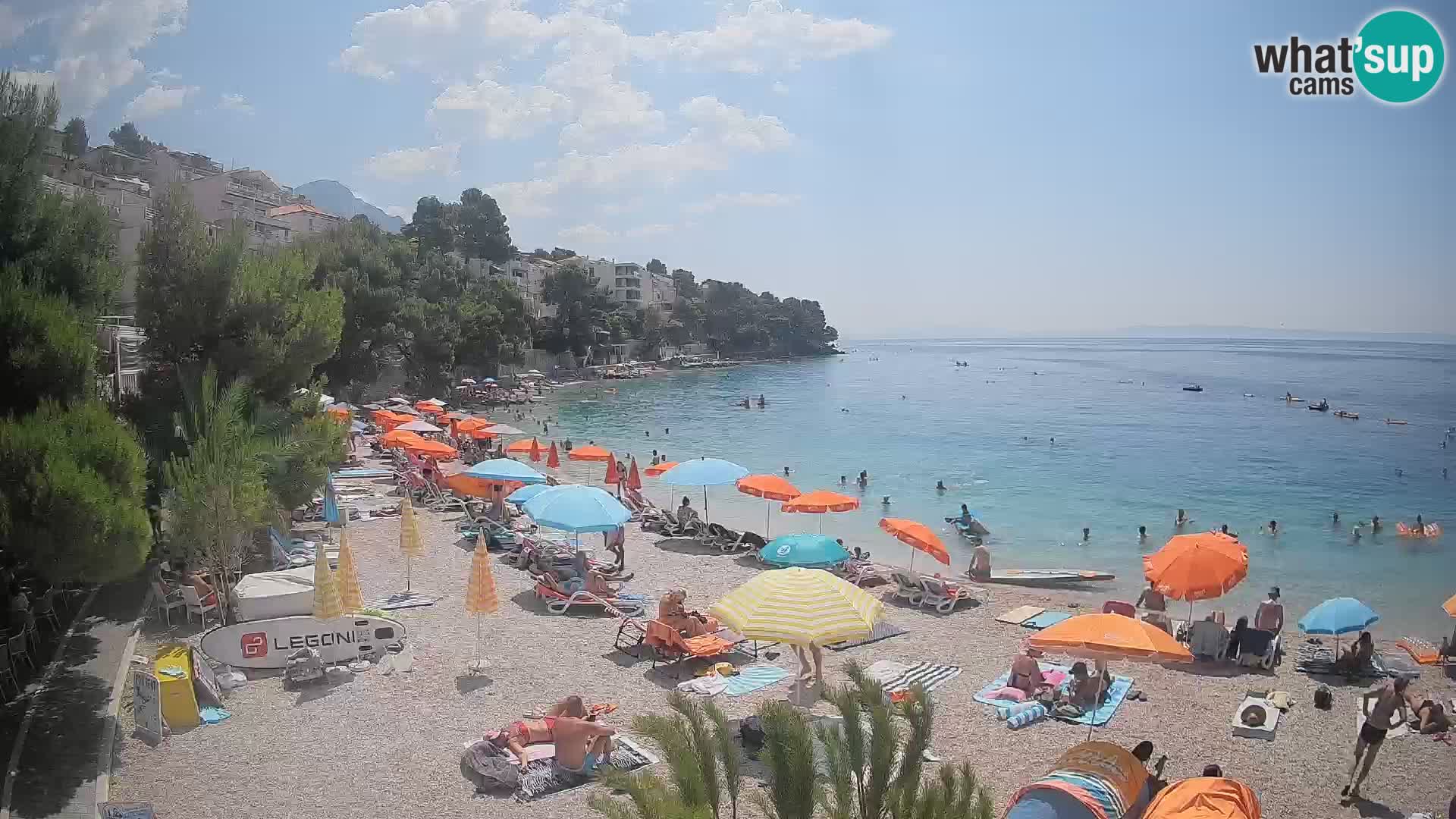 Web kamera Plaža Lučica Brela – Pogled uživo na jadransku obalu