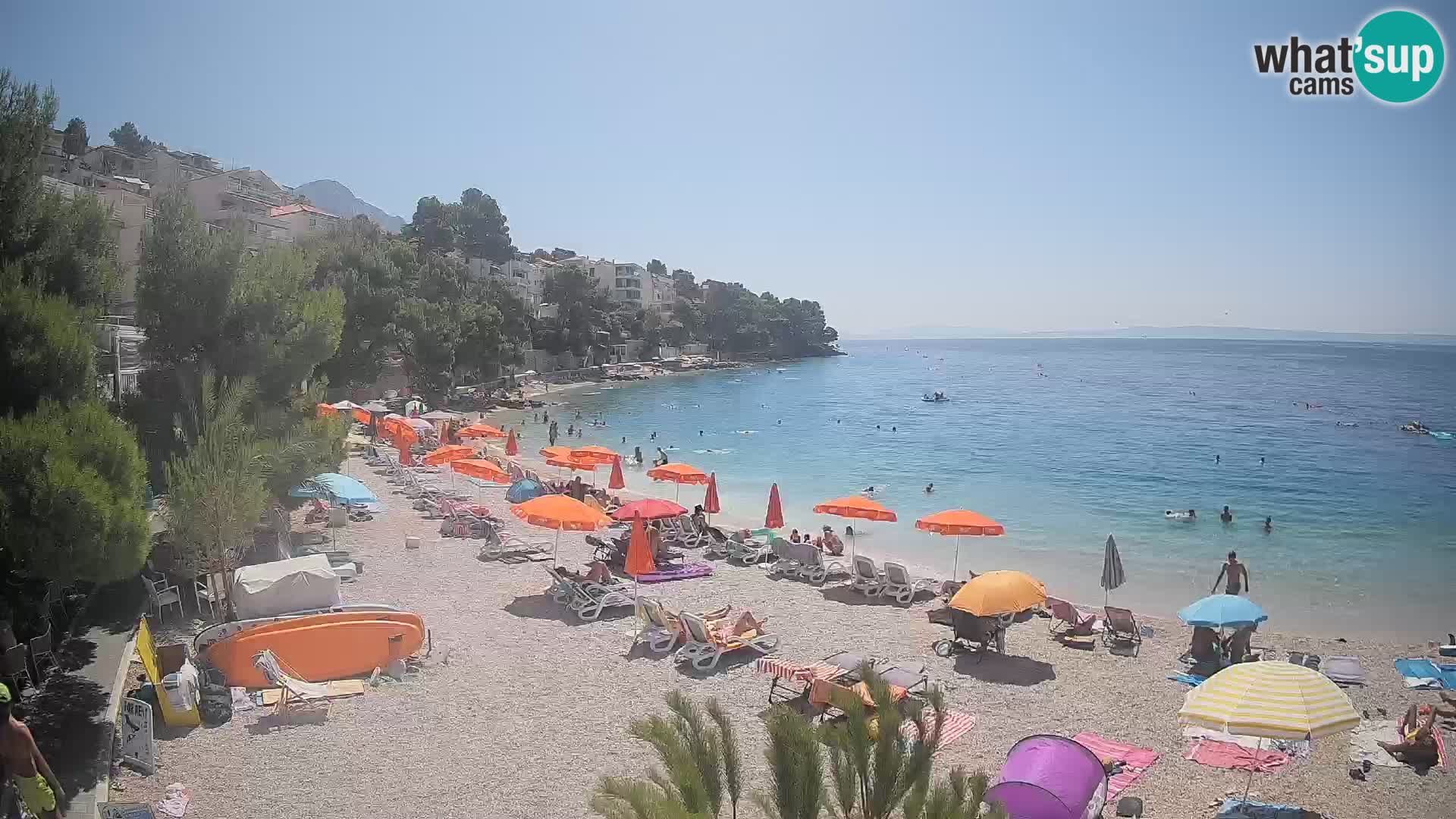 Web kamera Plaža Lučica Brela – Pogled uživo na jadransku obalu