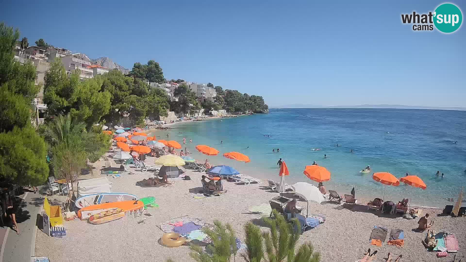 Webcam Lučica Strand Beach Brela – Liveblick von der Adriaküste