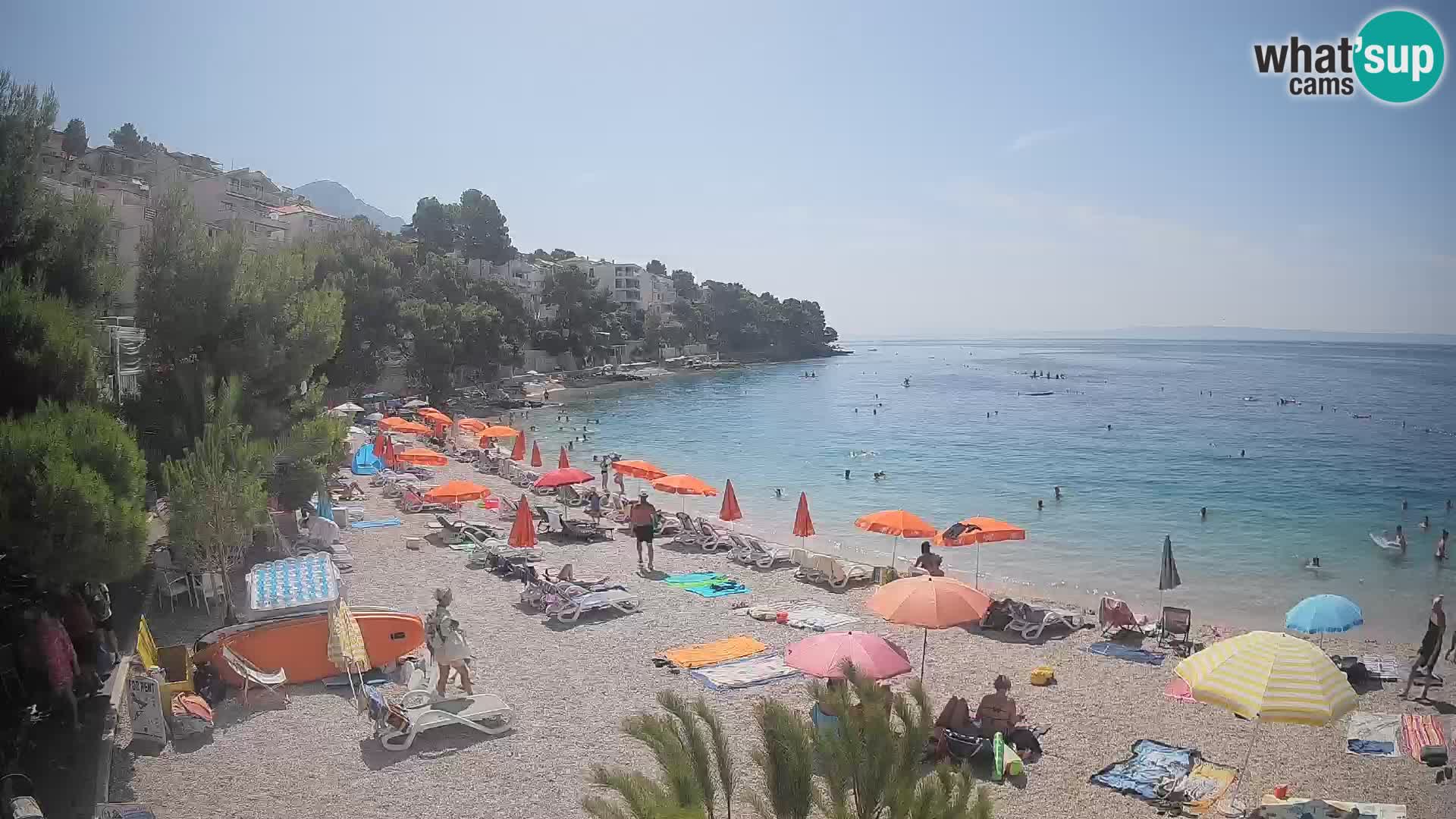 Web kamera Plaža Lučica Brela – Pogled uživo na jadransku obalu
