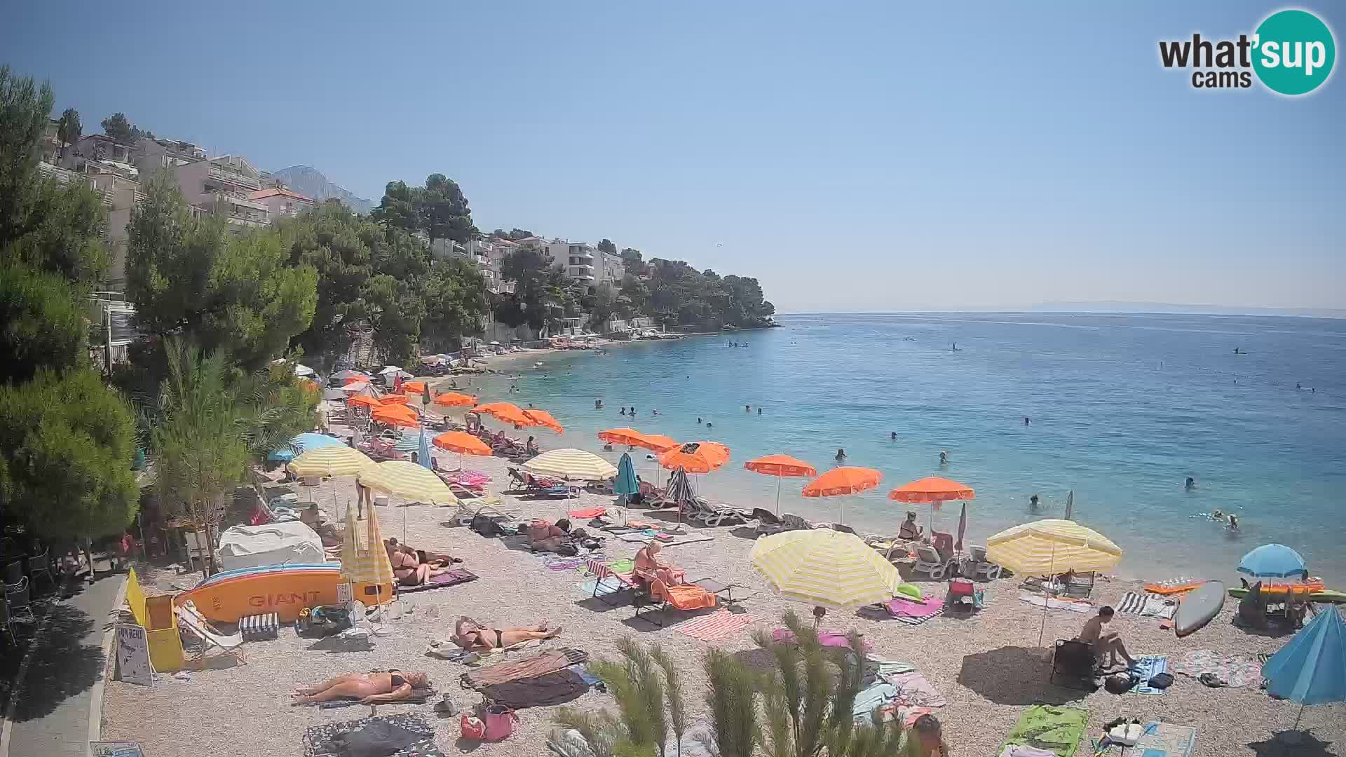 Web kamera Plaža Lučica Brela – Pogled uživo na jadransku obalu