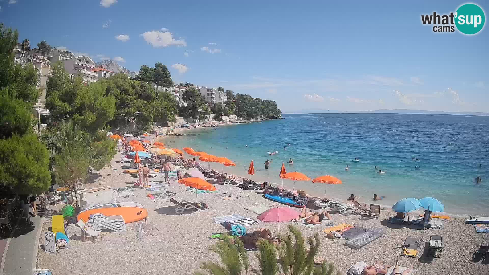 Webcam Lučica Strand Beach Brela – Liveblick von der Adriaküste