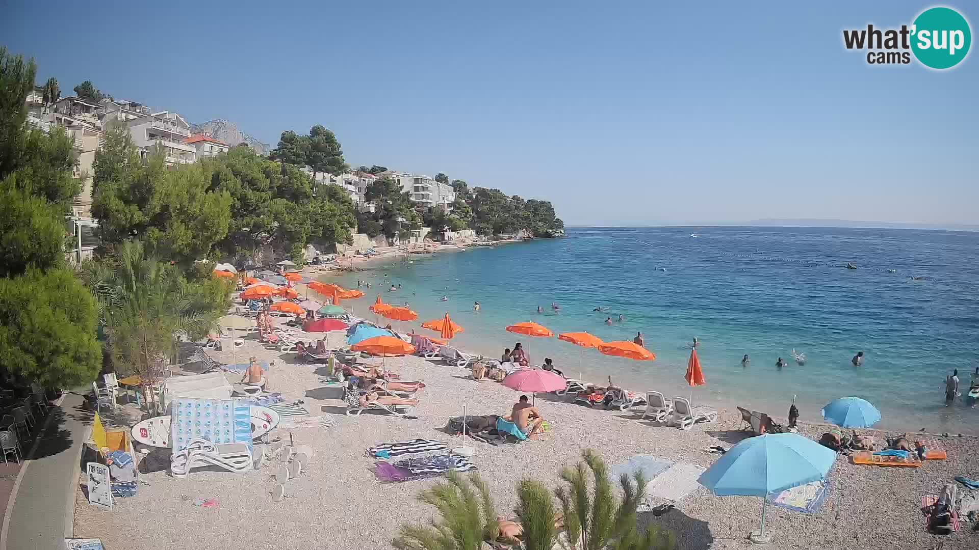 Spletna kamera Plaža Lučica Brela – Pogled v živo na Jadransko obalo