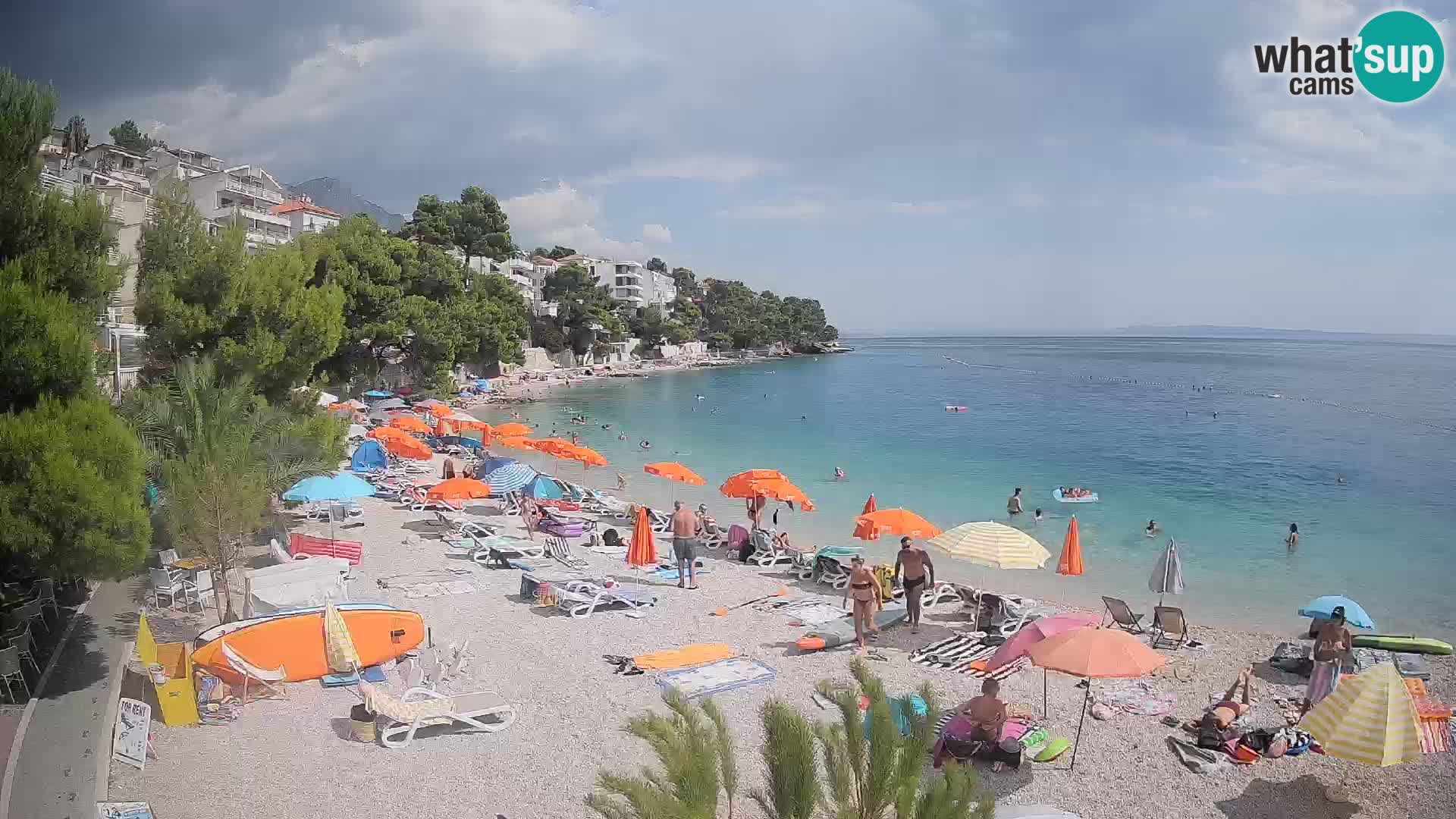 Web kamera Plaža Lučica Brela – Pogled uživo na jadransku obalu