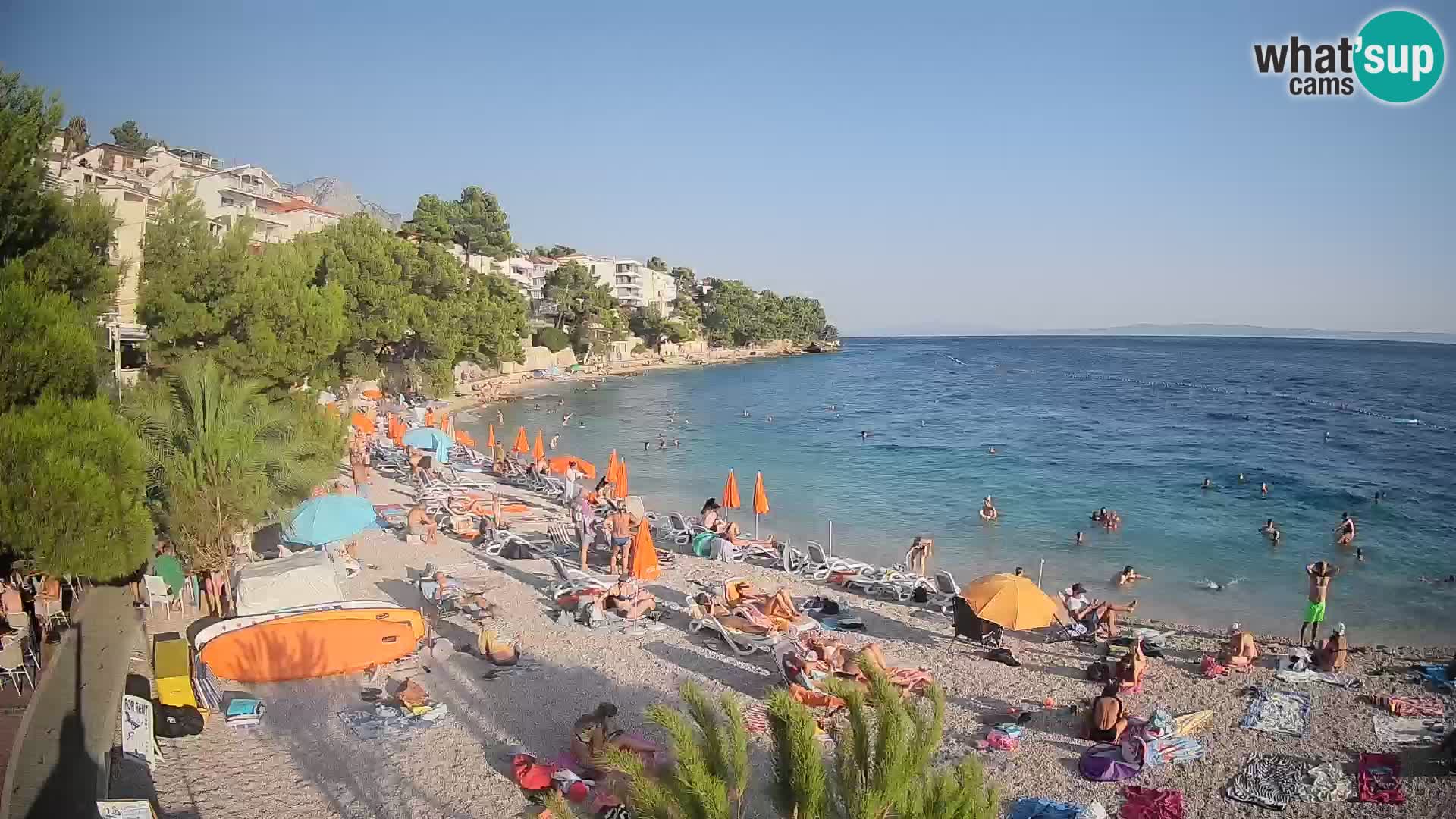 Webcam Lučica Strand Beach Brela – Liveblick von der Adriaküste