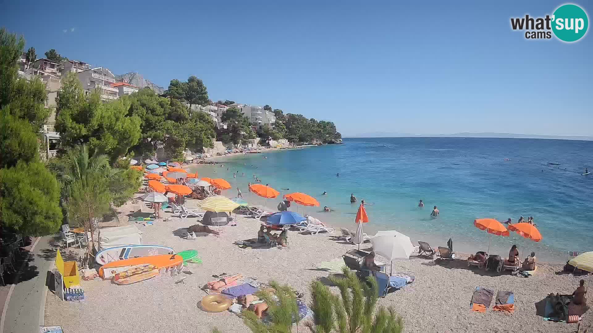 Webcam Lučica Strand Beach Brela – Liveblick von der Adriaküste