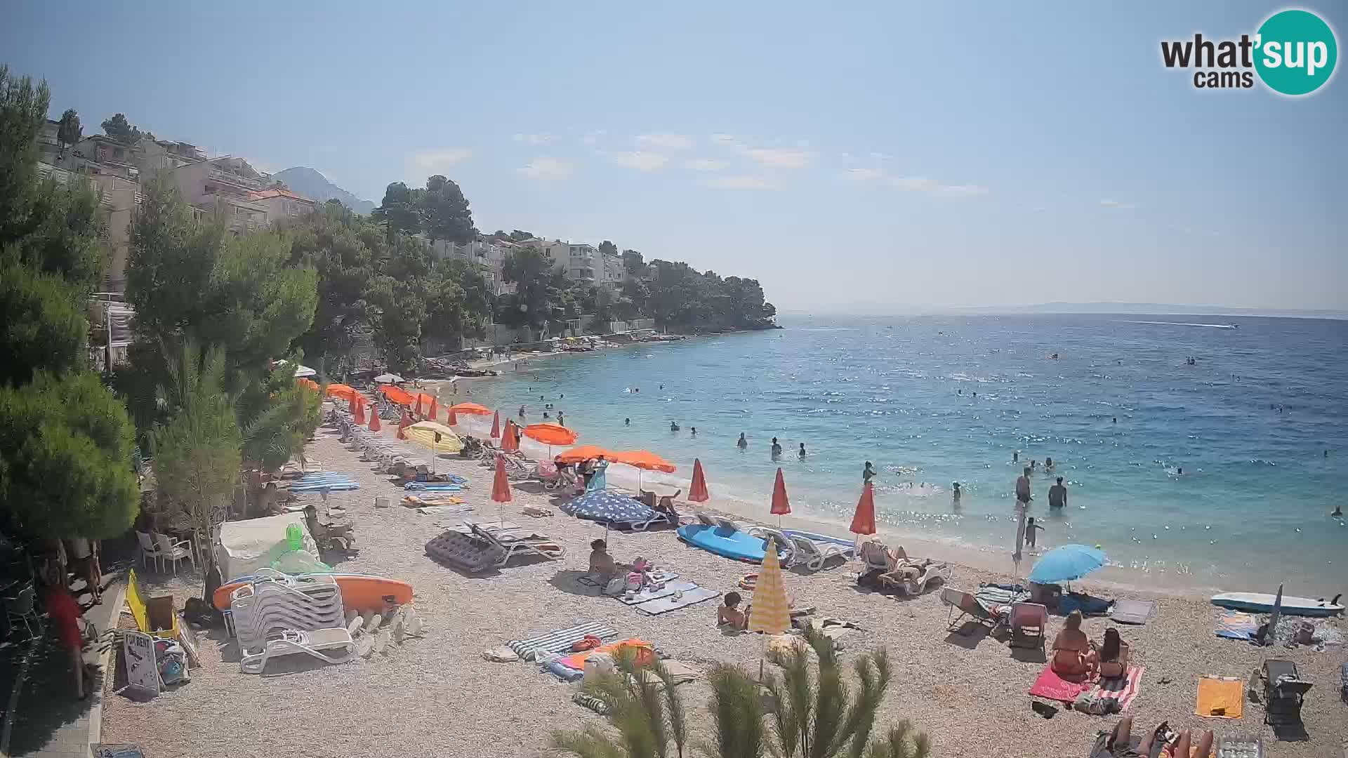 Spletna kamera Plaža Lučica Brela – Pogled v živo na Jadransko obalo