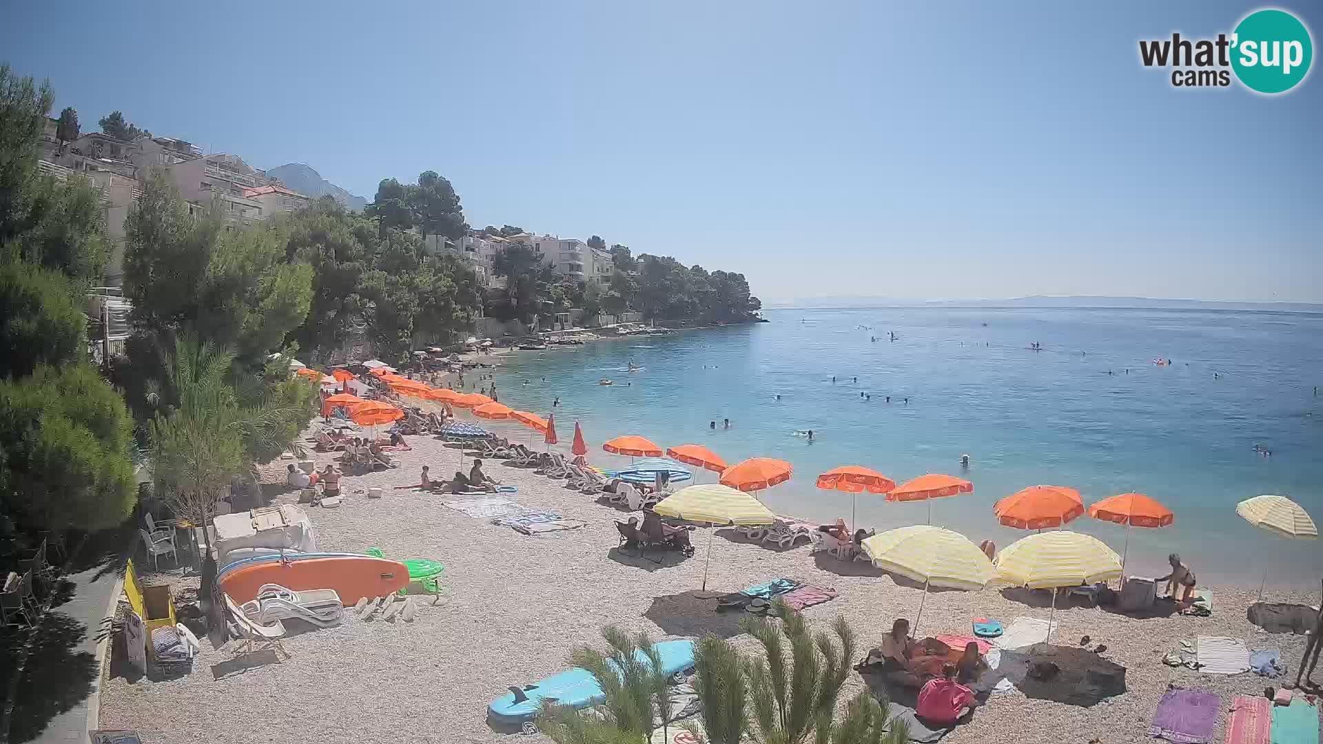 Spletna kamera Plaža Lučica Brela – Pogled v živo na Jadransko obalo
