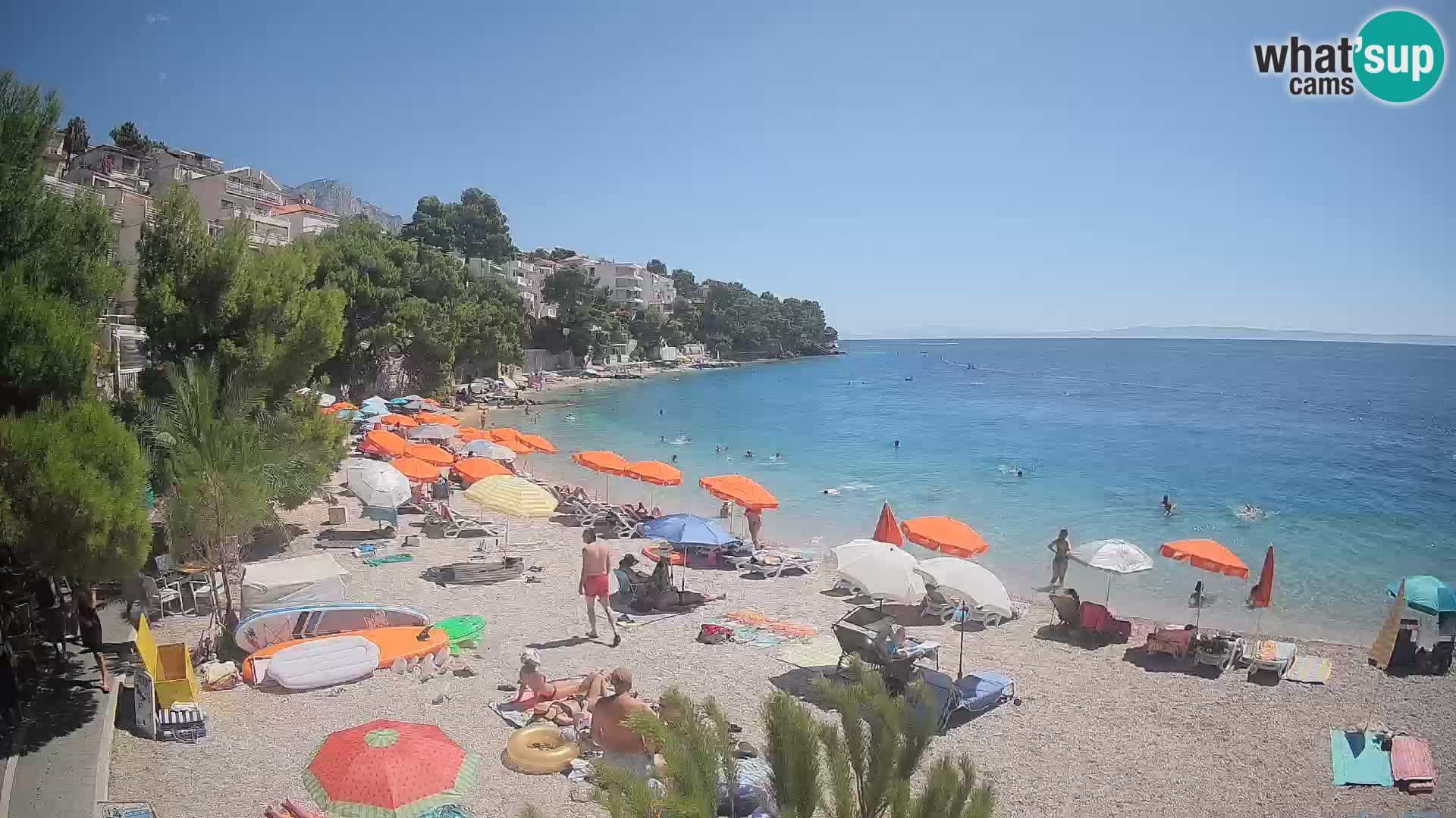Webcam Lučica Strand Beach Brela – Liveblick von der Adriaküste