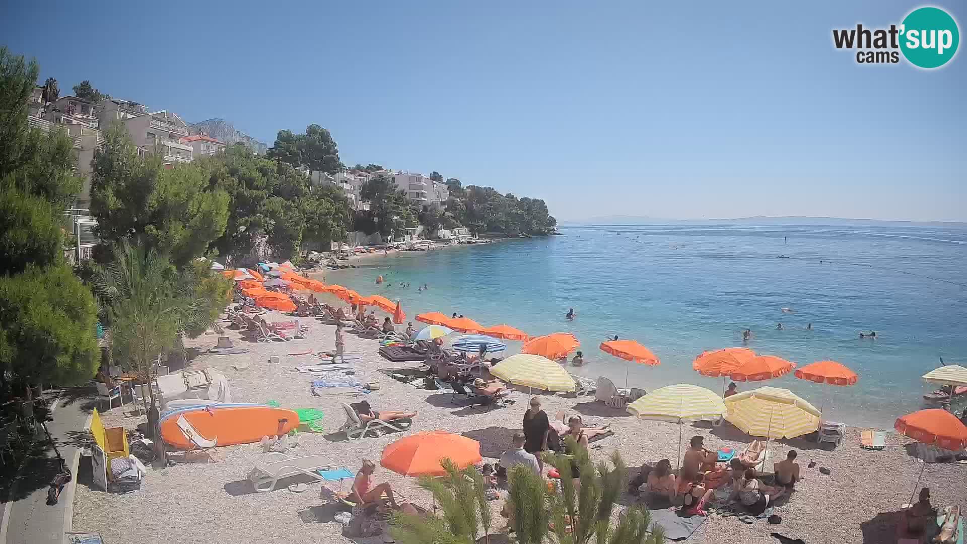 Web kamera Plaža Lučica Brela – Pogled uživo na jadransku obalu