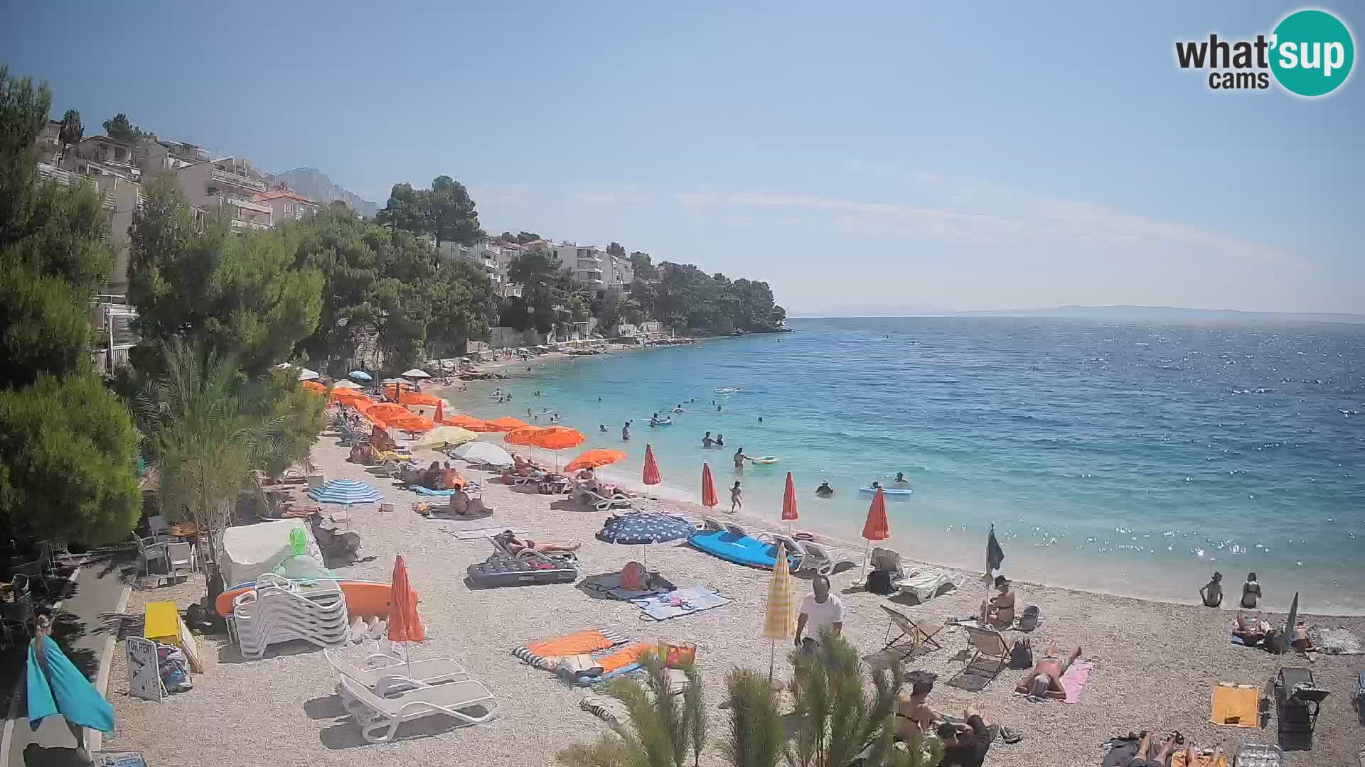 Web kamera Plaža Lučica Brela – Pogled uživo na jadransku obalu