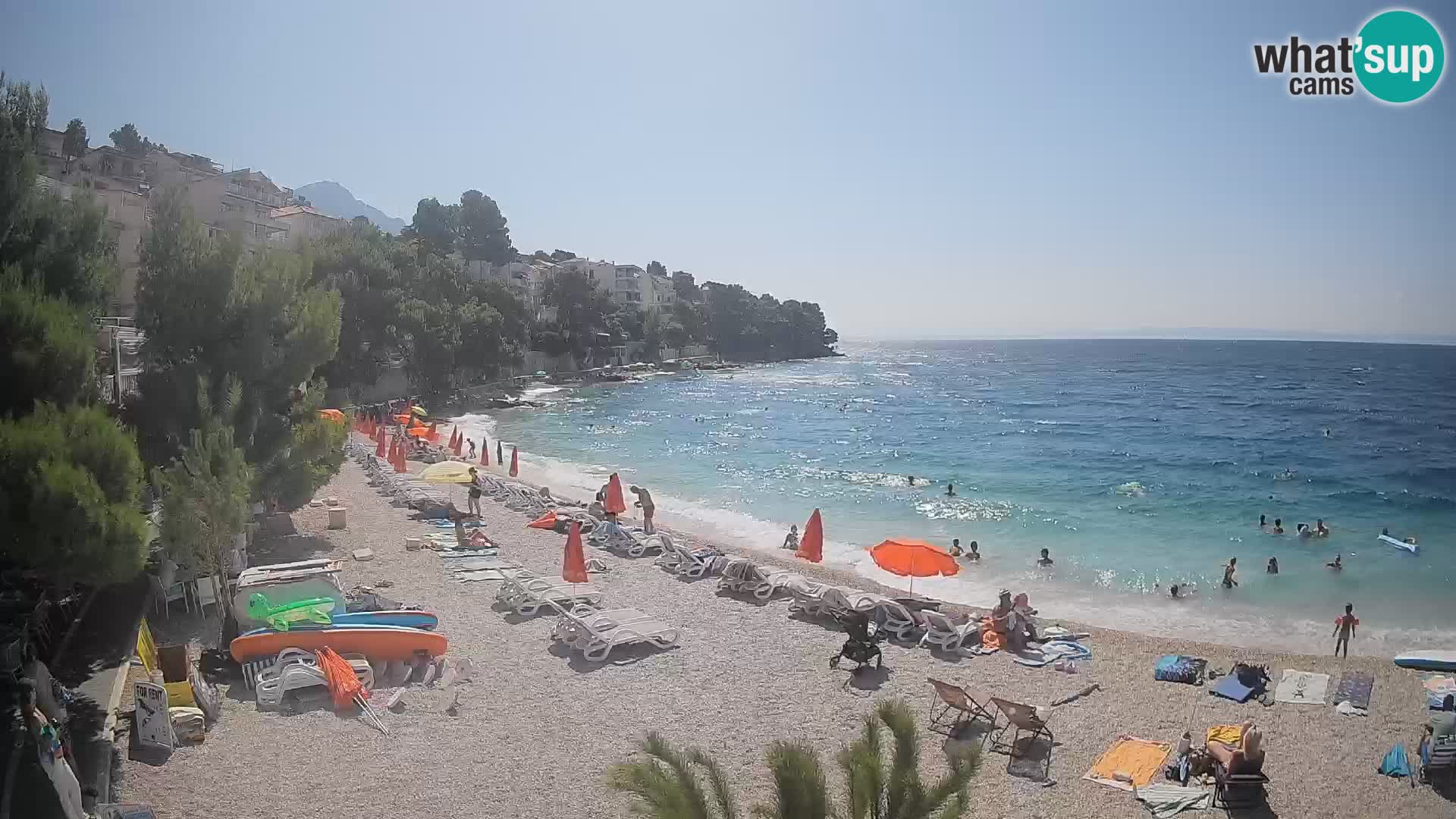 Webcam Lučica Strand Beach Brela – Liveblick von der Adriaküste