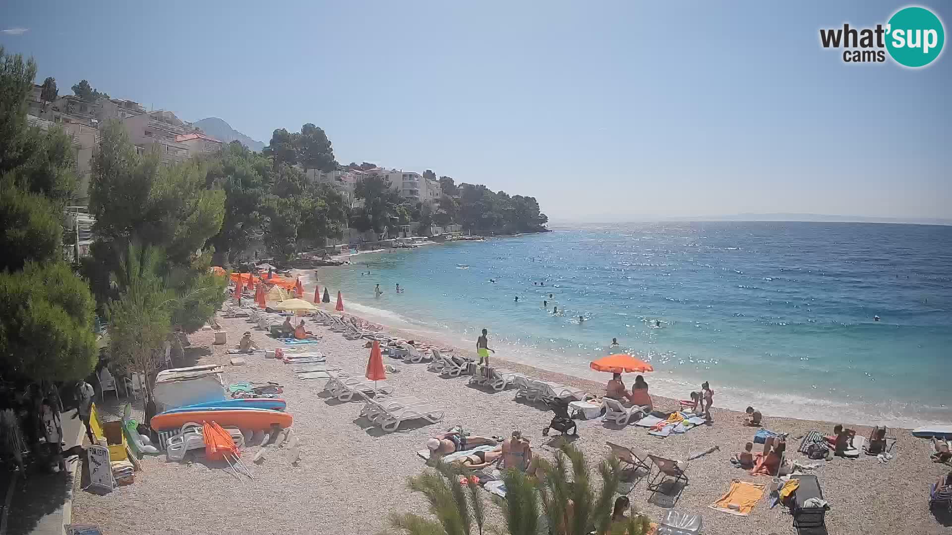 Webcam Lučica Strand Beach Brela – Liveblick von der Adriaküste