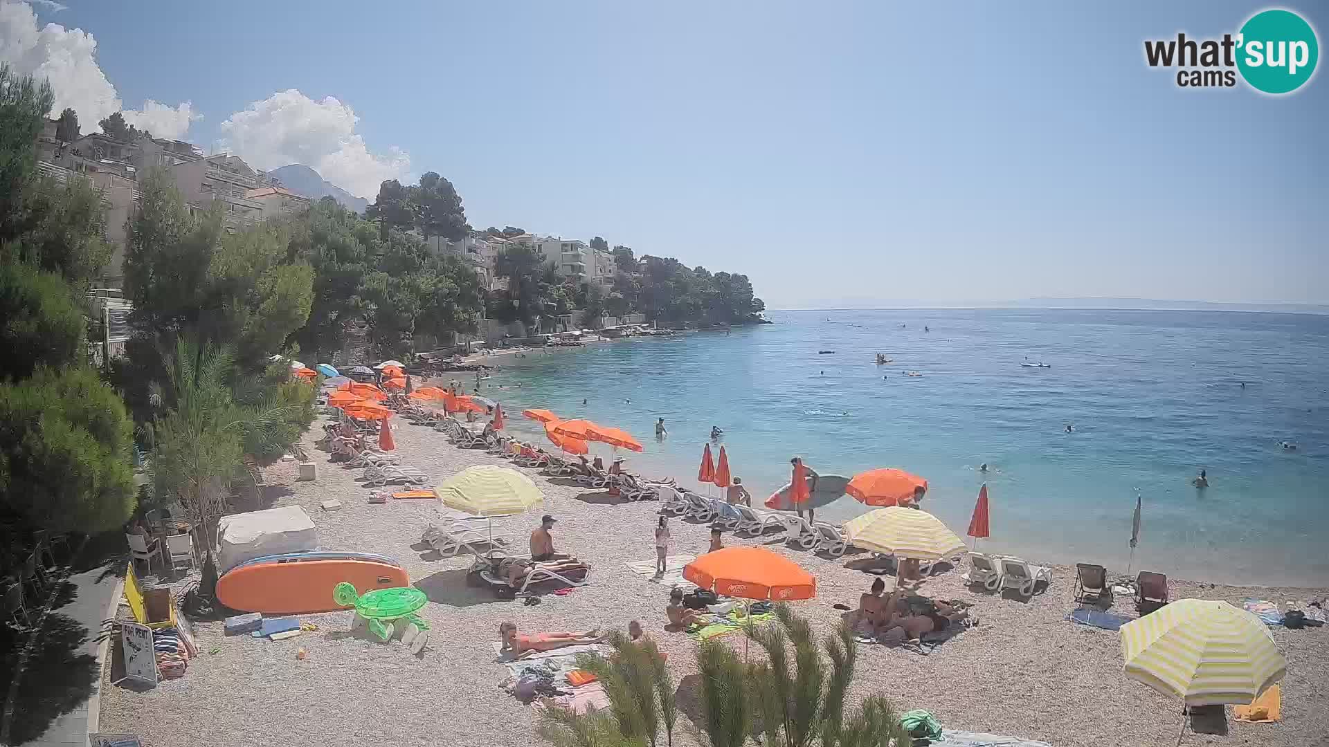 Web kamera Plaža Lučica Brela – Pogled uživo na jadransku obalu