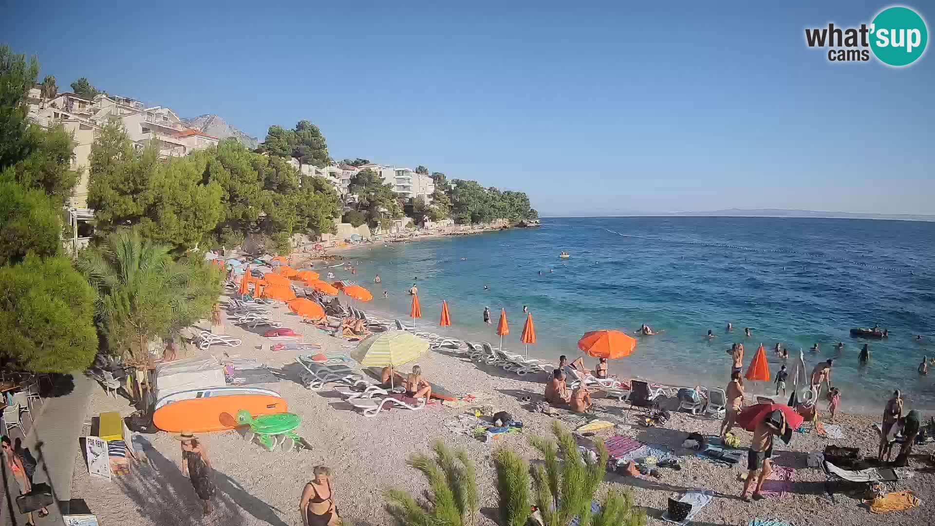 Webcam Lučica Strand Beach Brela – Liveblick von der Adriaküste