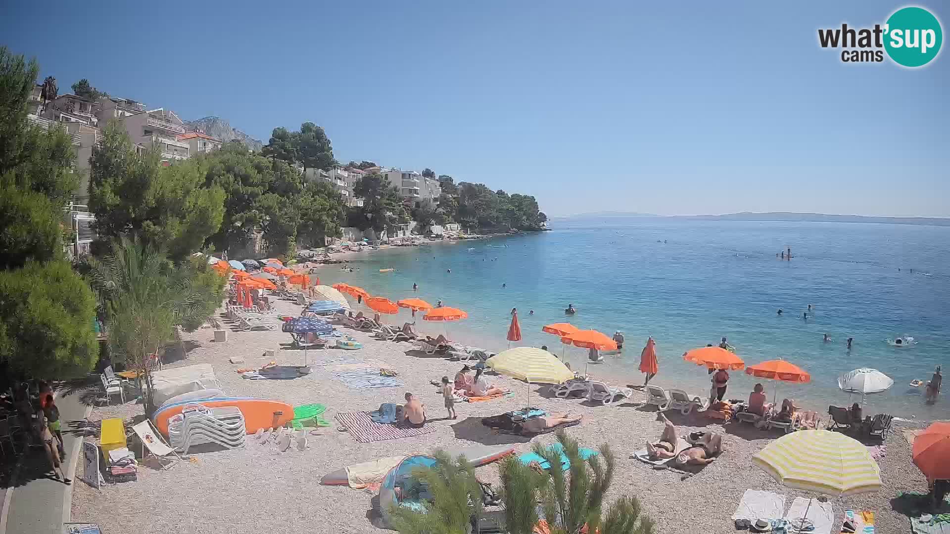 Web kamera Plaža Lučica Brela – Pogled uživo na jadransku obalu