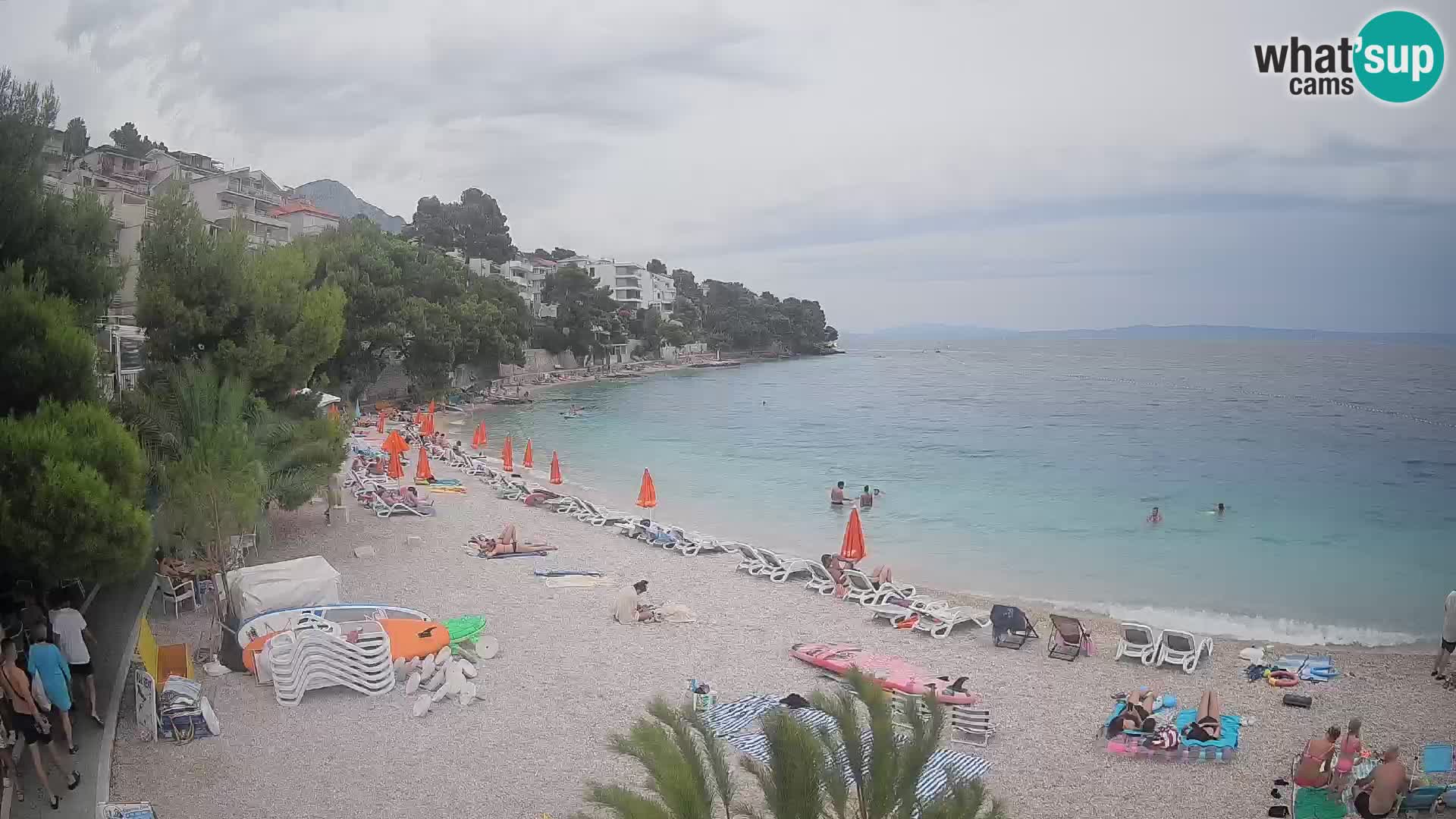 Web kamera Plaža Lučica Brela – Pogled uživo na jadransku obalu