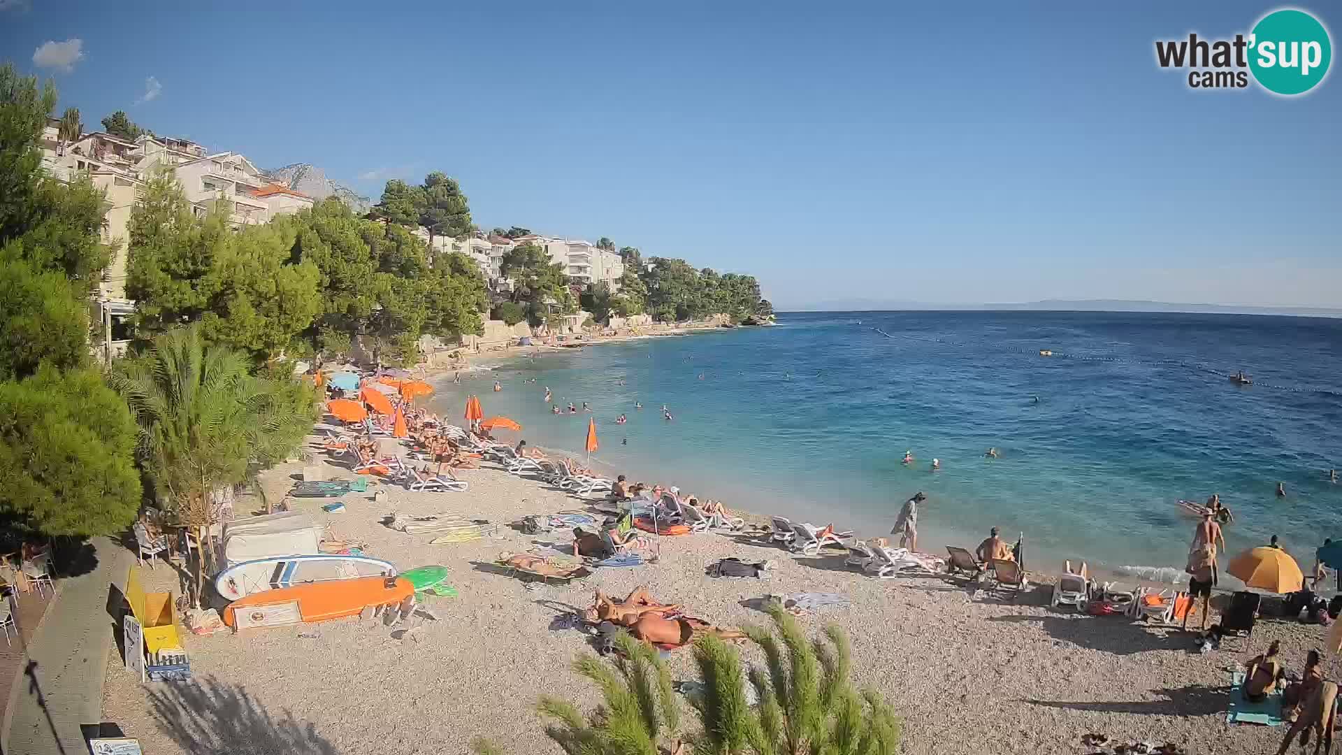 Webcam Lučica Strand Beach Brela – Liveblick von der Adriaküste