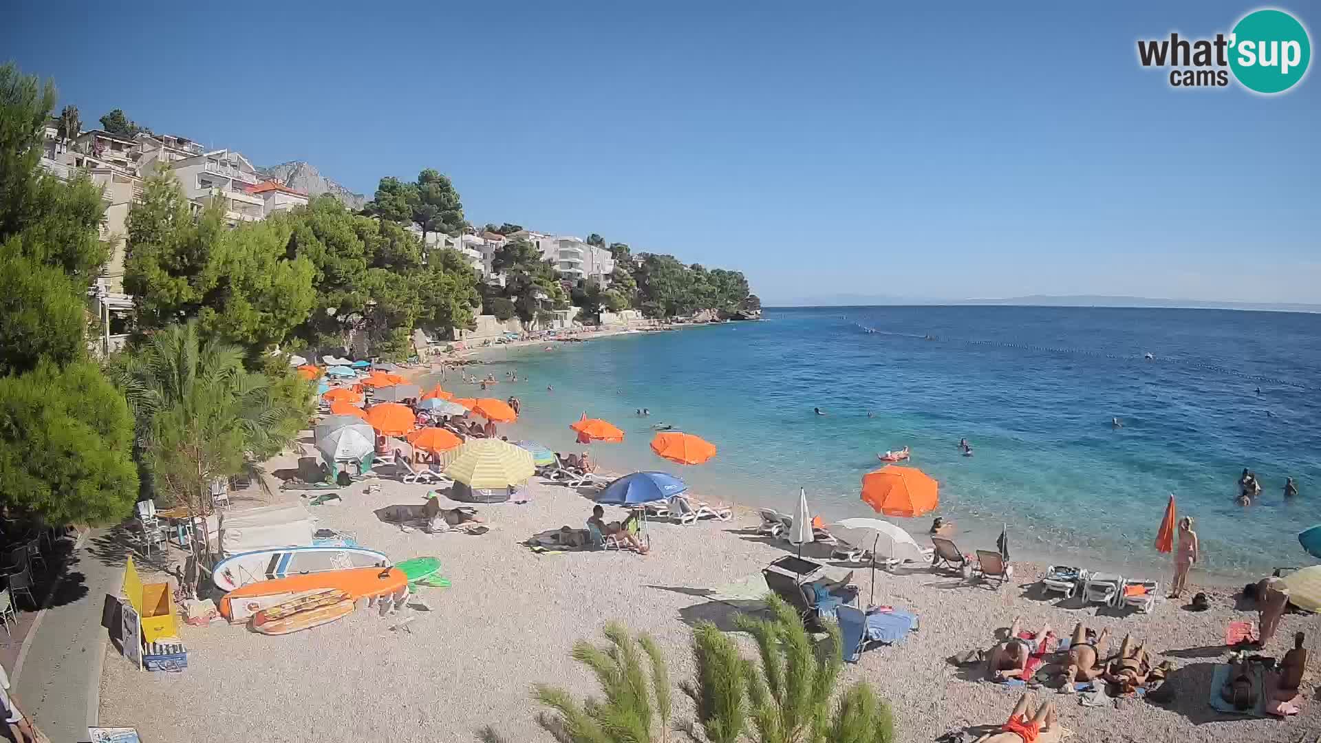 Web kamera Plaža Lučica Brela – Pogled uživo na jadransku obalu