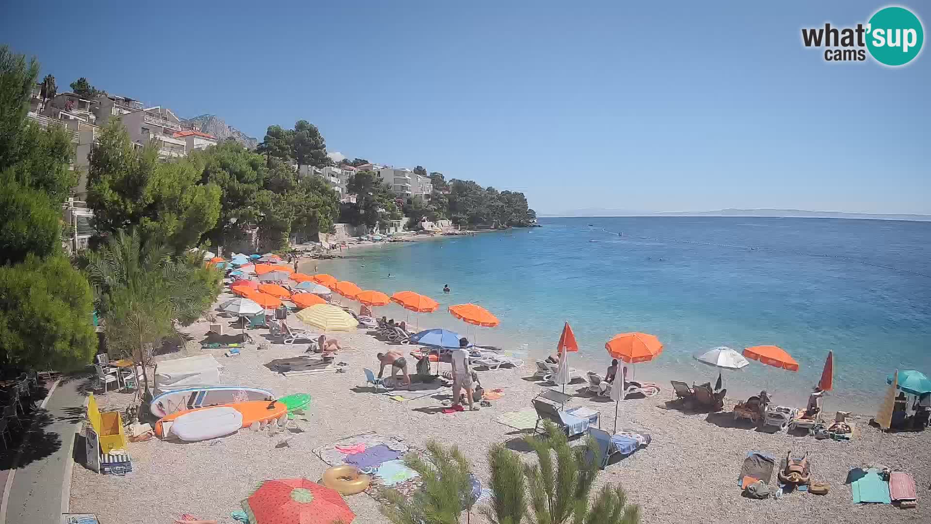 Webcam Lučica Strand Beach Brela – Liveblick von der Adriaküste