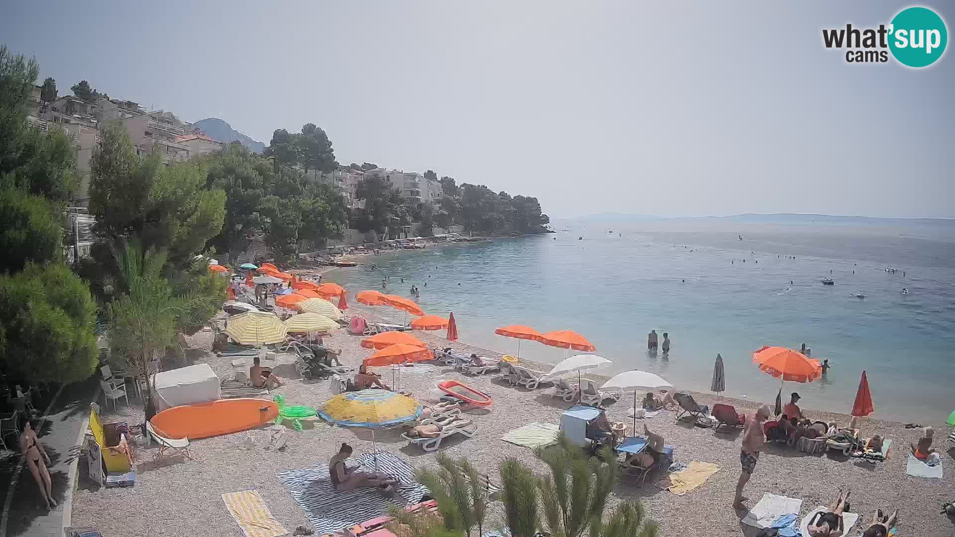 Webcam Lučica Strand Beach Brela – Liveblick von der Adriaküste