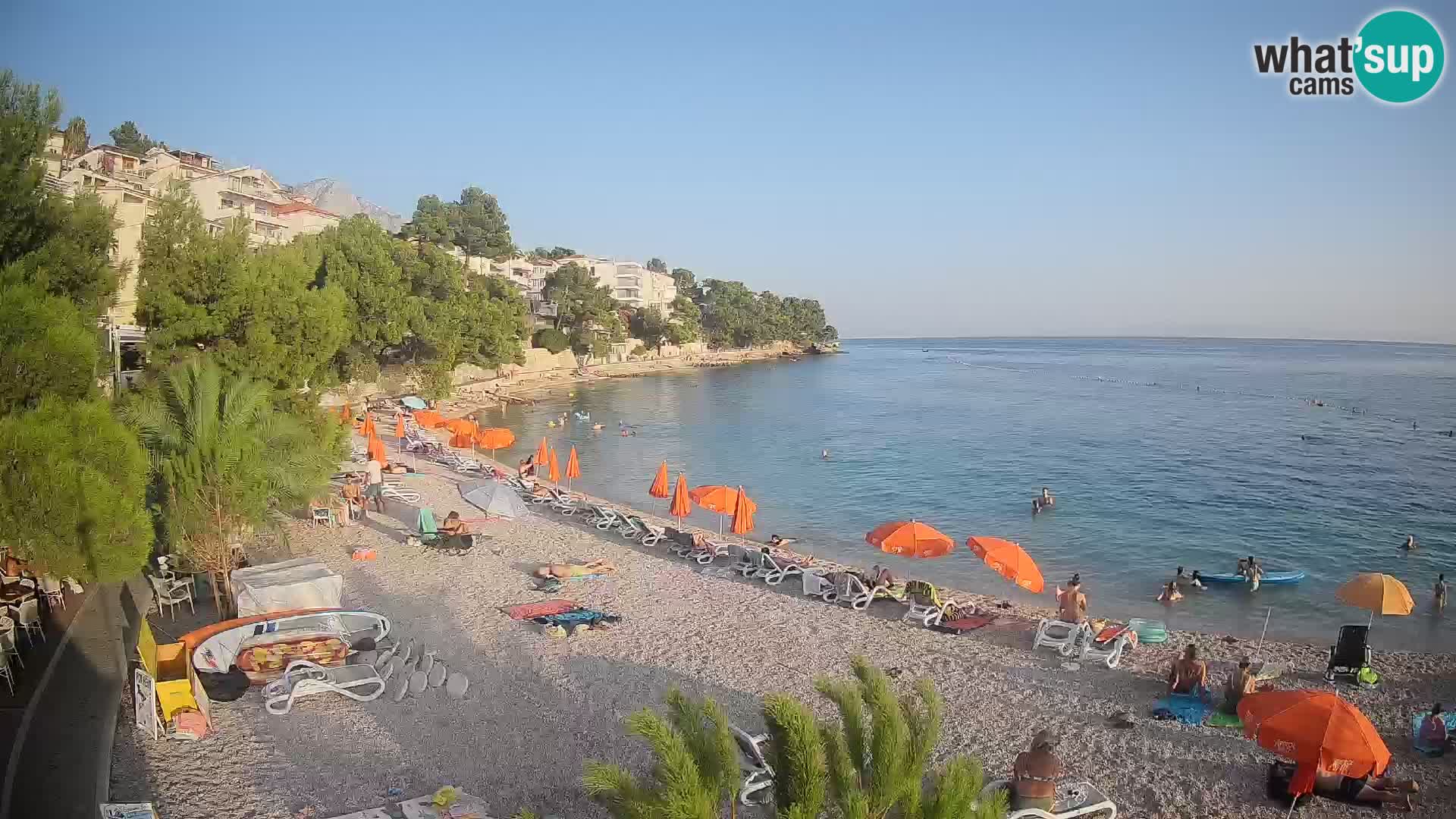 Web kamera Plaža Lučica Brela – Pogled uživo na jadransku obalu