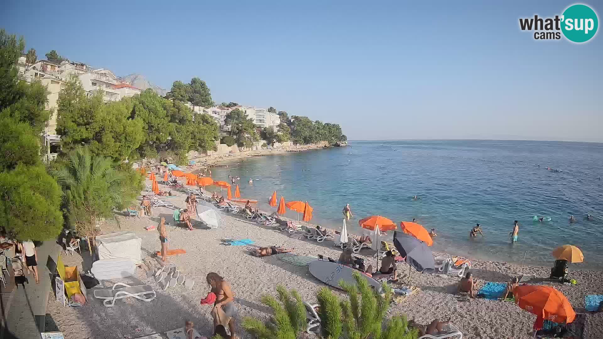 Web kamera Plaža Lučica Brela – Pogled uživo na jadransku obalu
