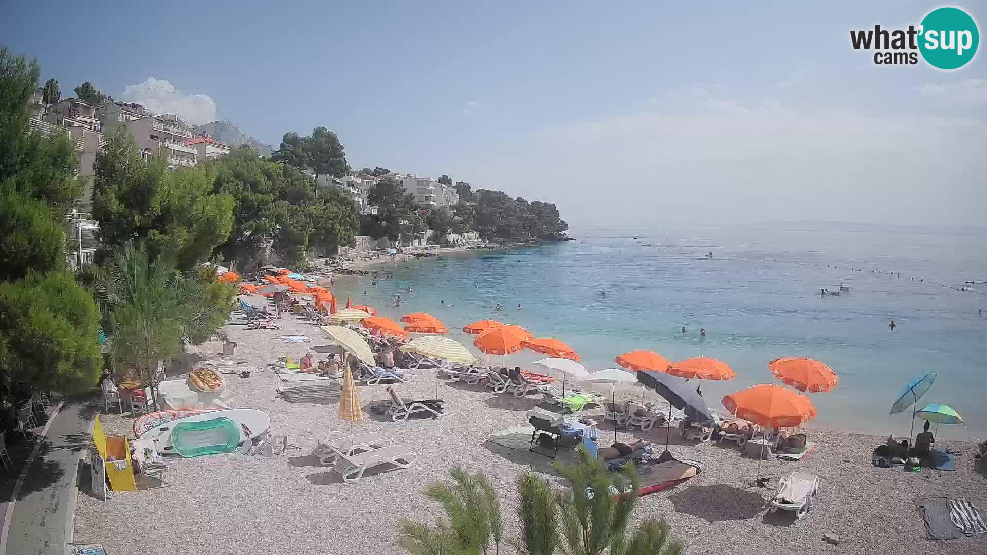 Web kamera Plaža Lučica Brela – Pogled uživo na jadransku obalu