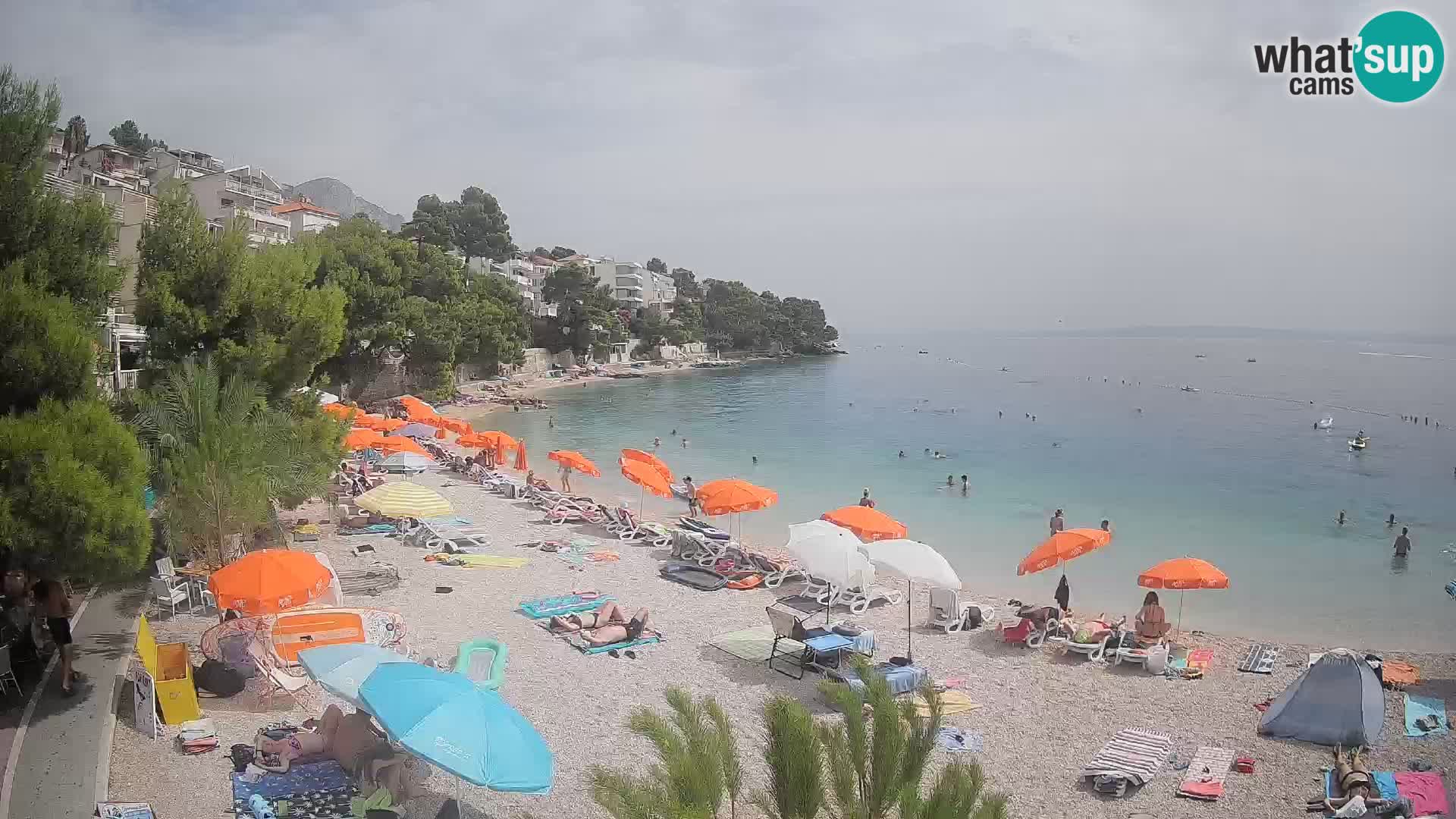 Webcam Lučica Strand Beach Brela – Liveblick von der Adriaküste