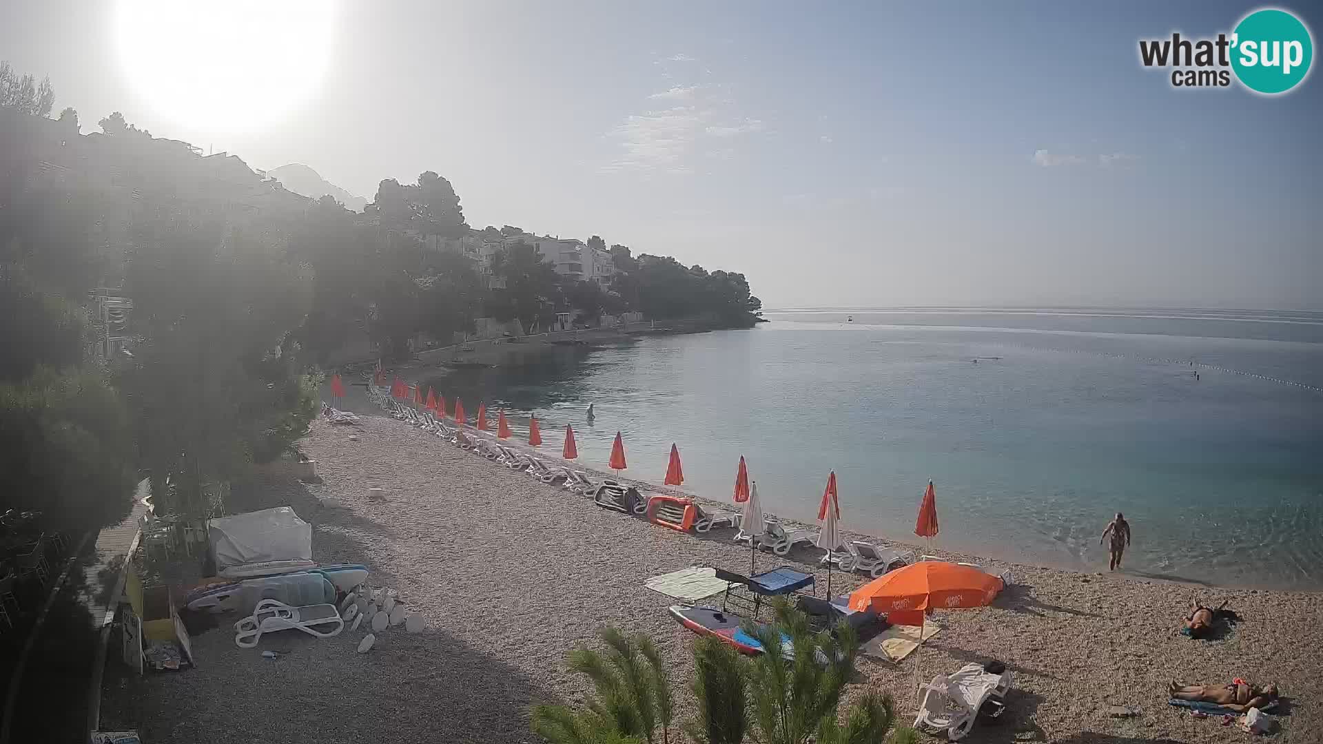 Web kamera Plaža Lučica Brela – Pogled uživo na jadransku obalu
