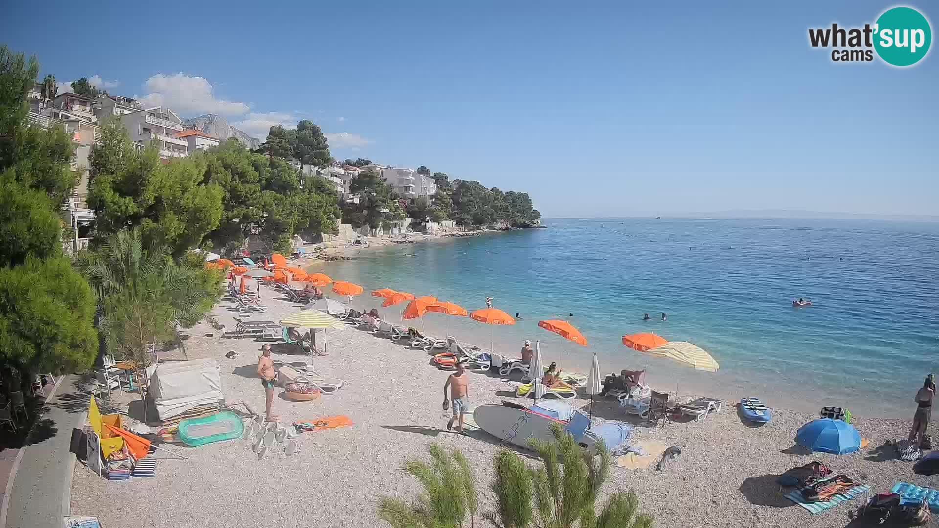 Web kamera Plaža Lučica Brela – Pogled uživo na jadransku obalu